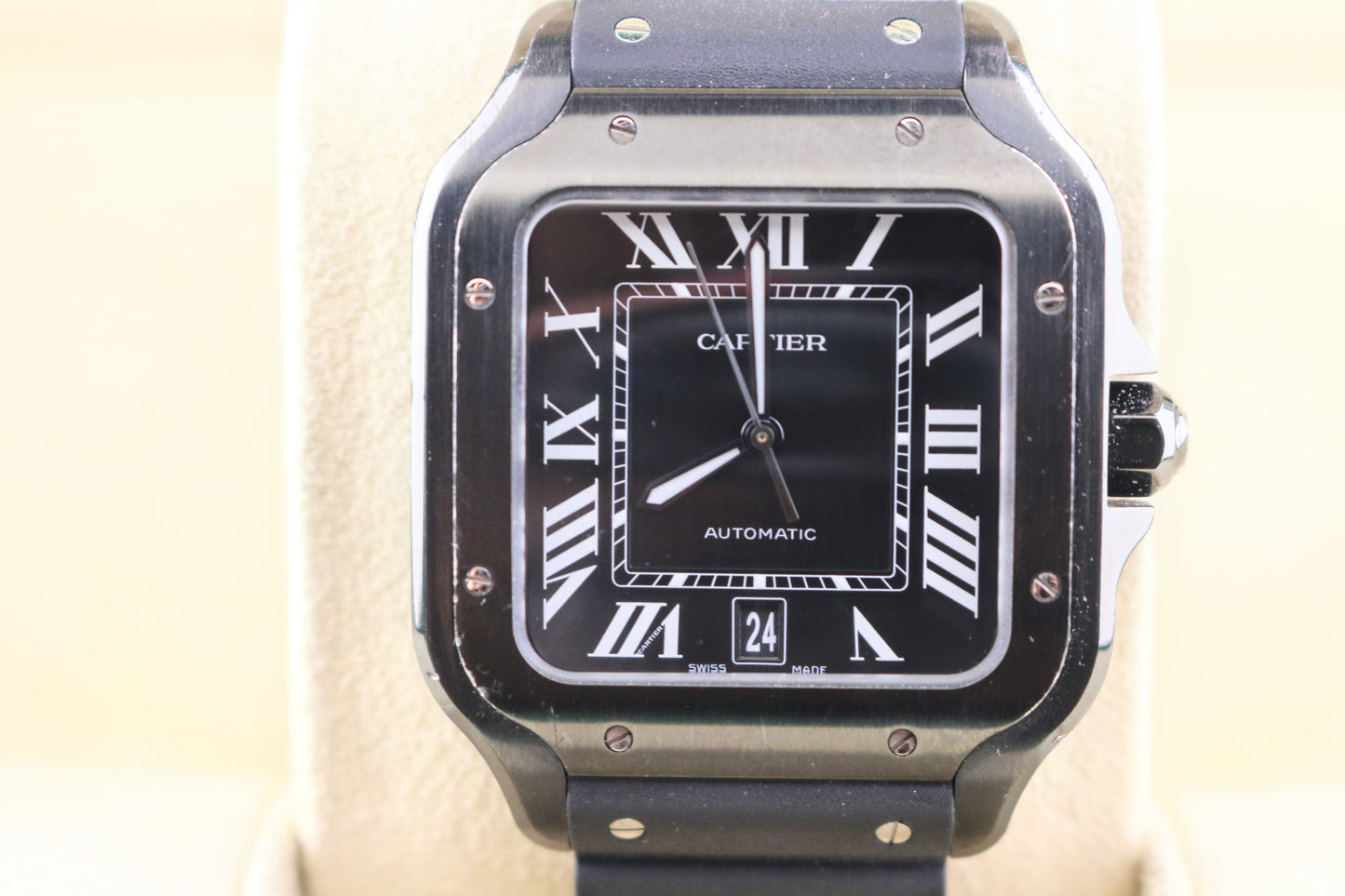 Cartier Santos WSSA0039 Black Roman Dial Black Rubber Strap No Papers 39.8mm