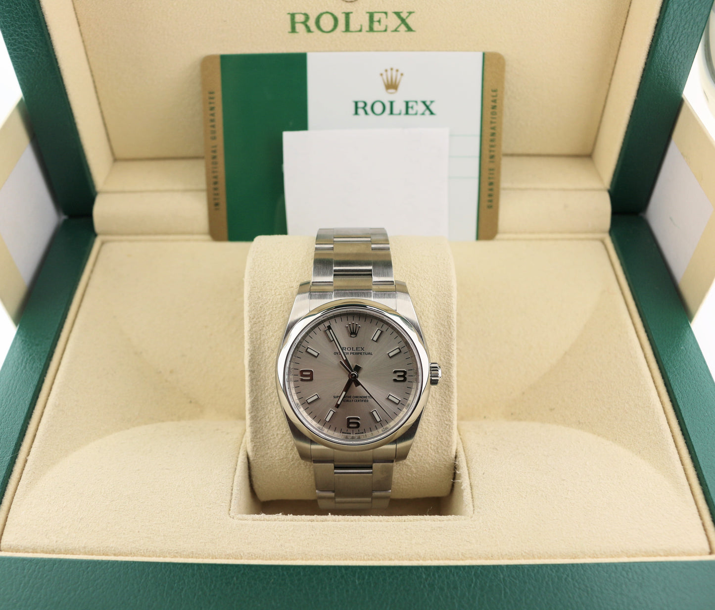 2017 Rolex Oyster Perpetual 114200 Silver Dial SS Oyster With Papers 34mm