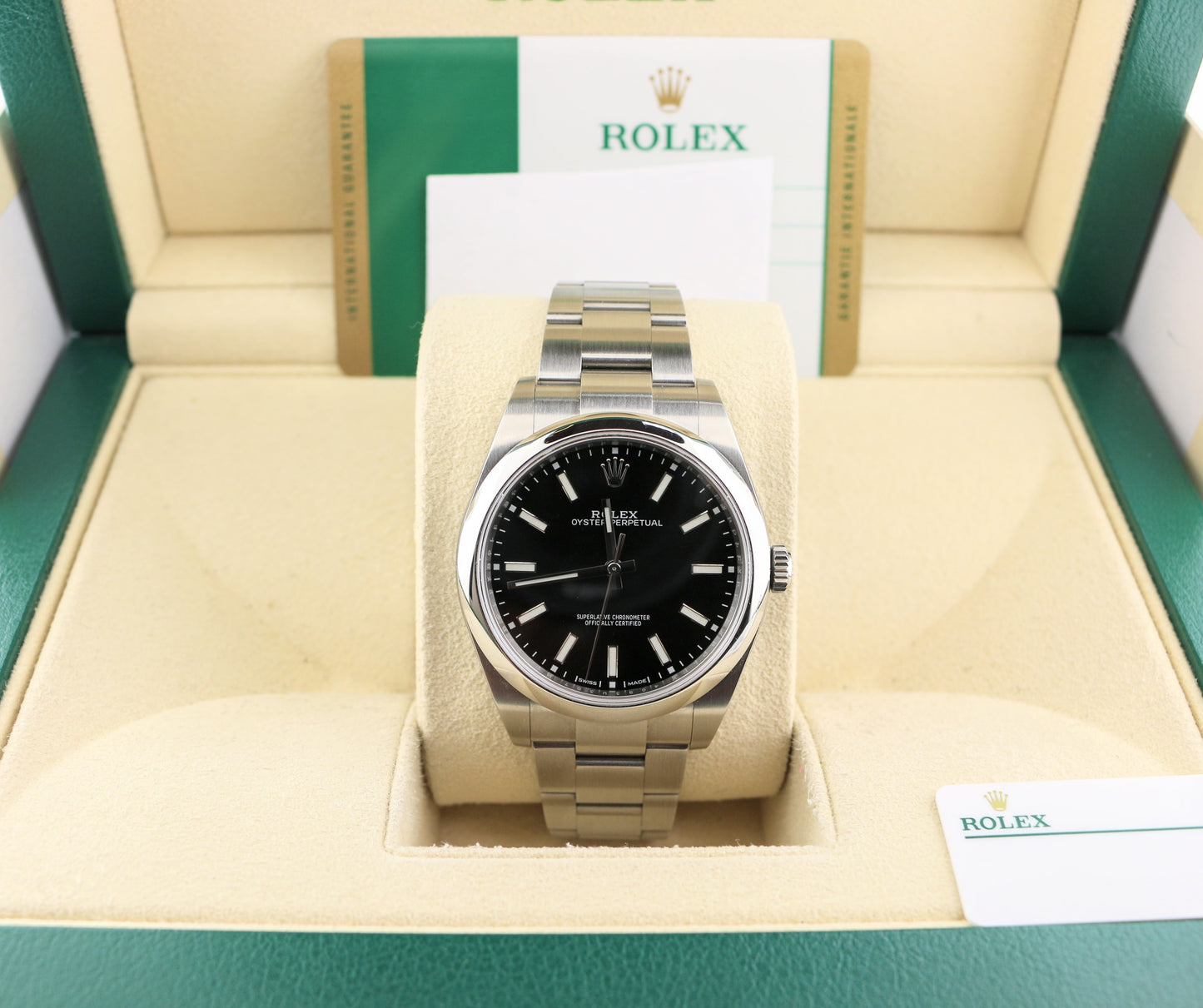 OHA 2019 Rolex Oyster Perpetual 114300 Black Dial SS Oyster With Papers 39mm