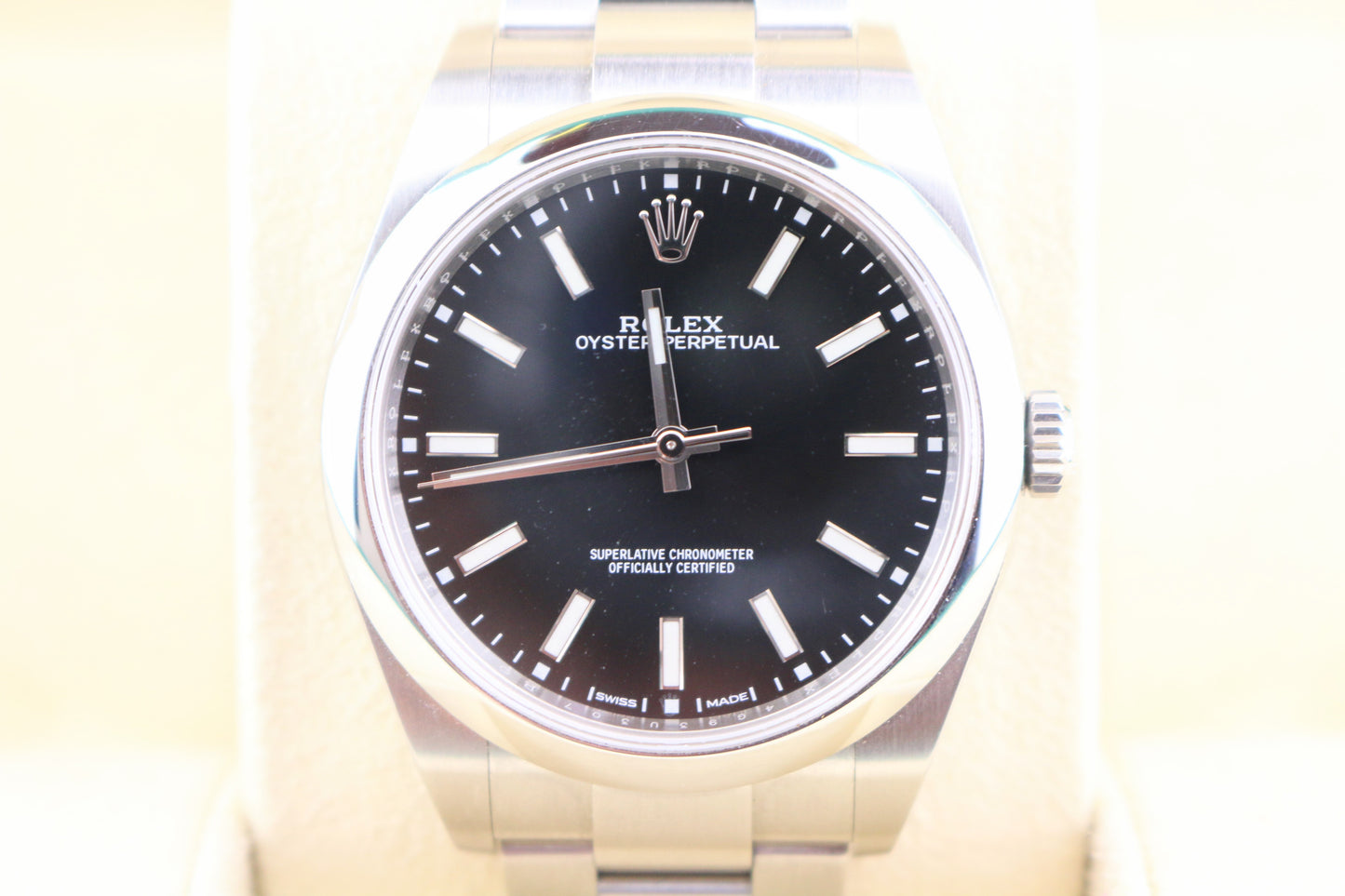 OHA 2019 Rolex Oyster Perpetual 114300 Black Dial SS Oyster With Papers 39mm