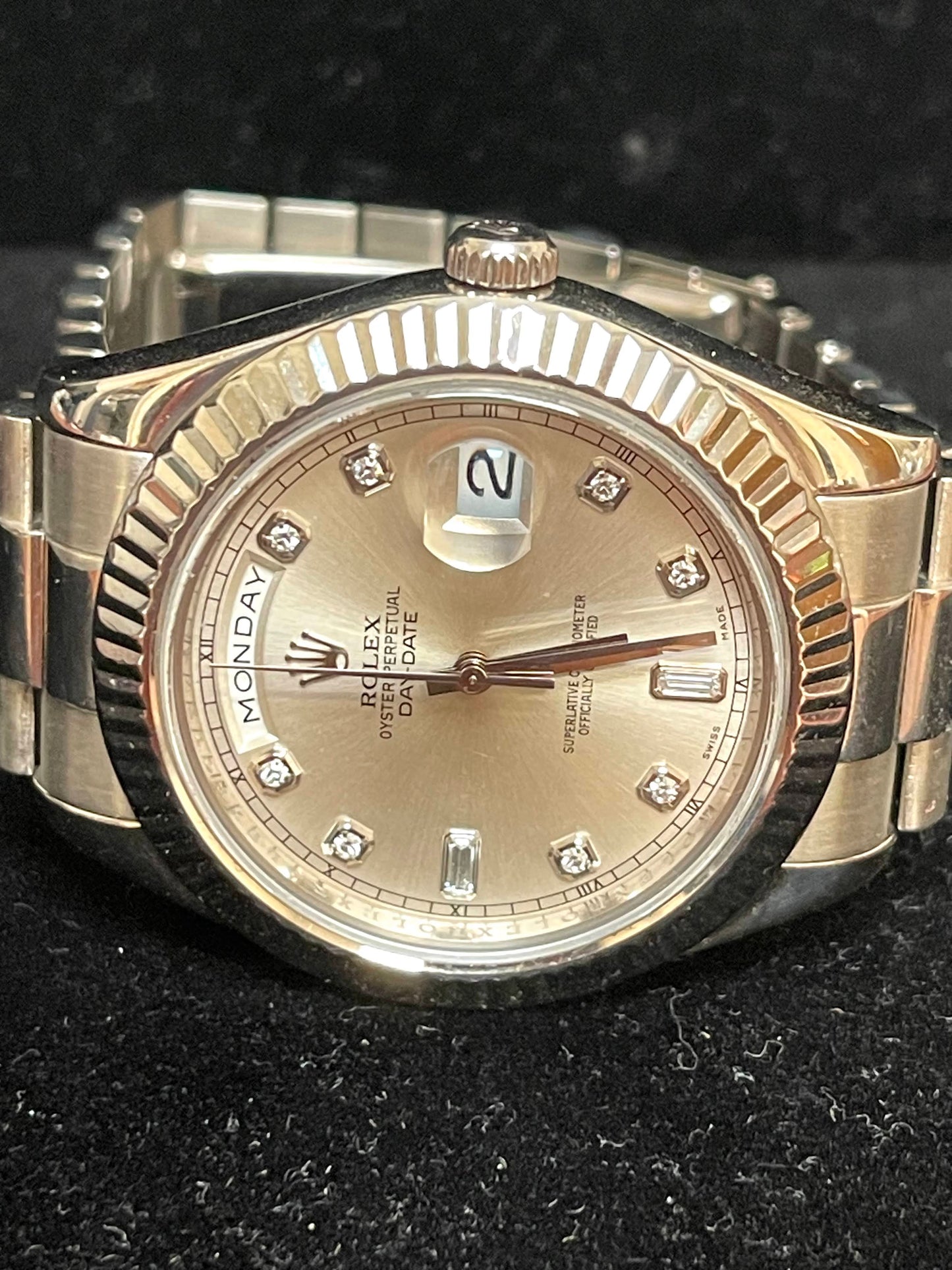 2009 Rolex Day-Date 218239 Silver Diamond Dial White Gold Bracelet No Papers 41m