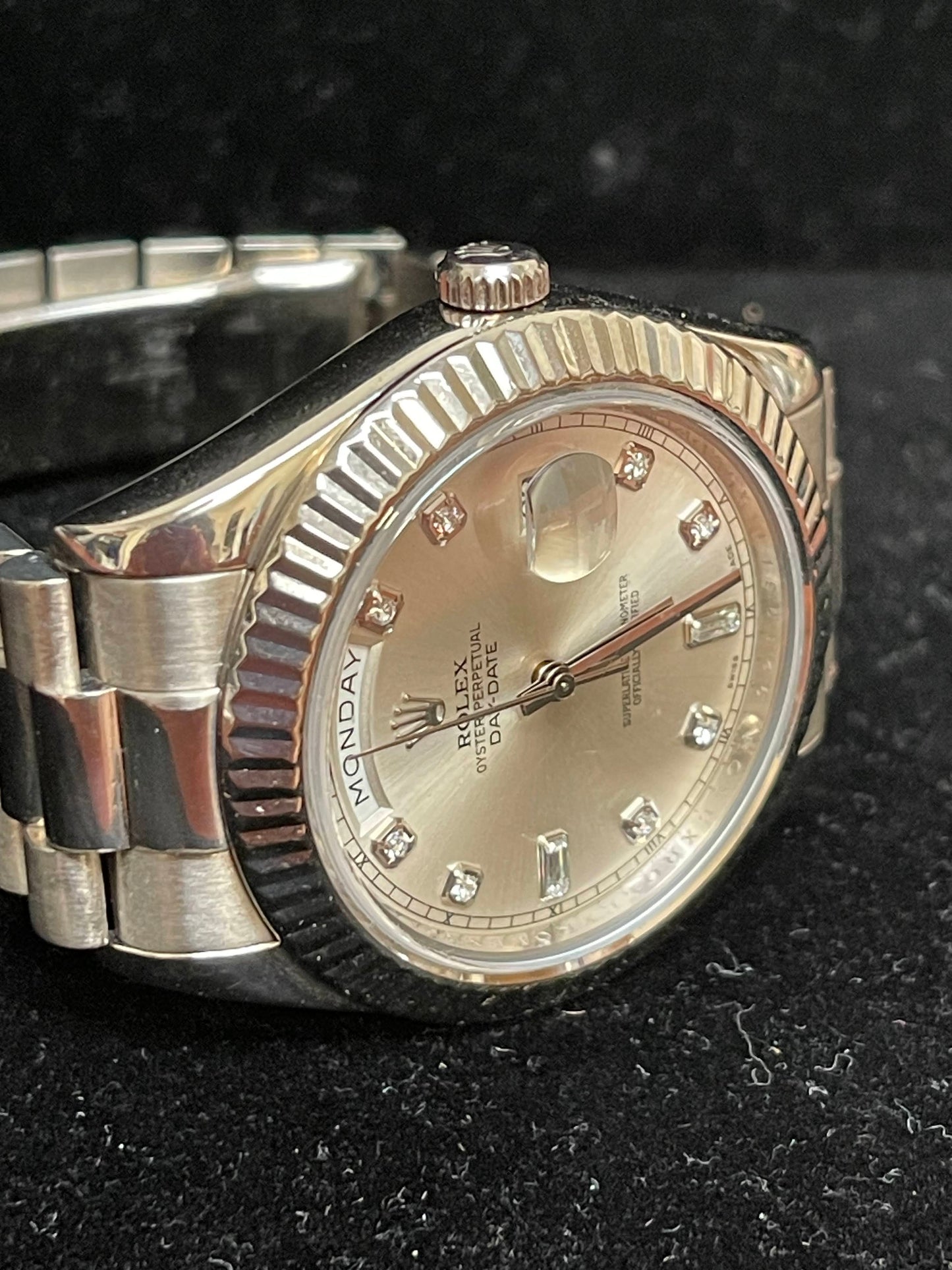 2009 Rolex Day-Date 218239 Silver Diamond Dial White Gold Bracelet No Papers 41m
