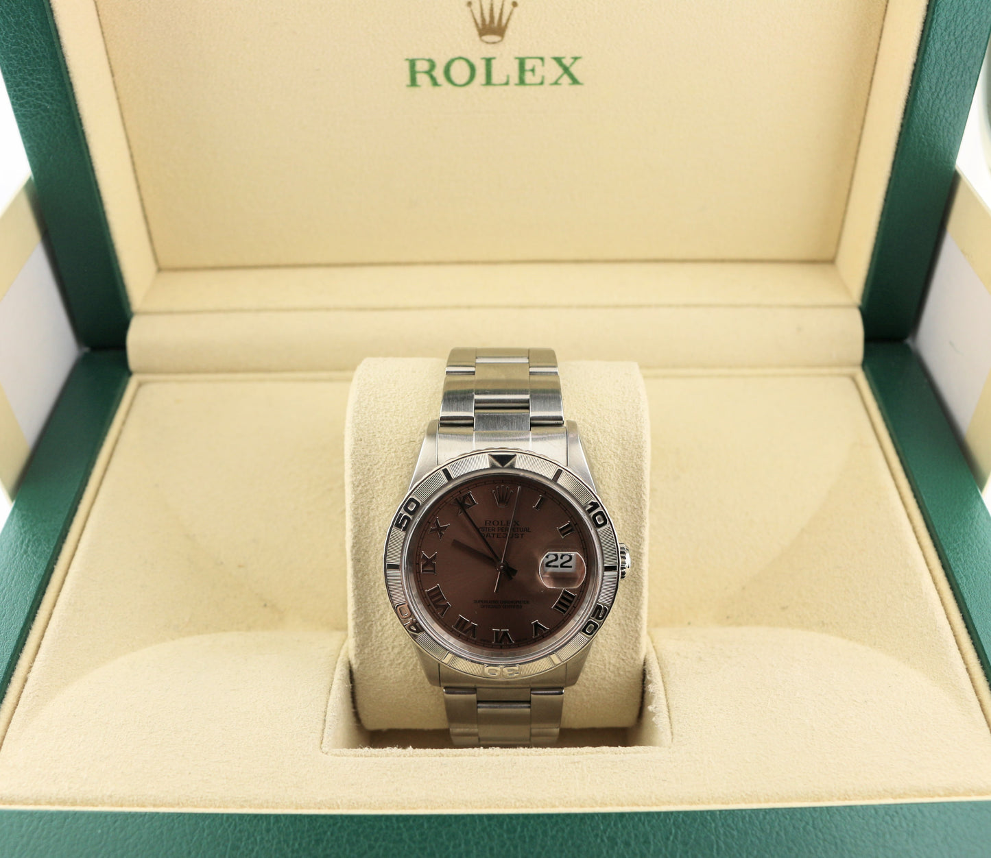 1999 Rolex Datejust Turnograph 16264 Pink Salmon Roman Dial SS Oyster 36mm