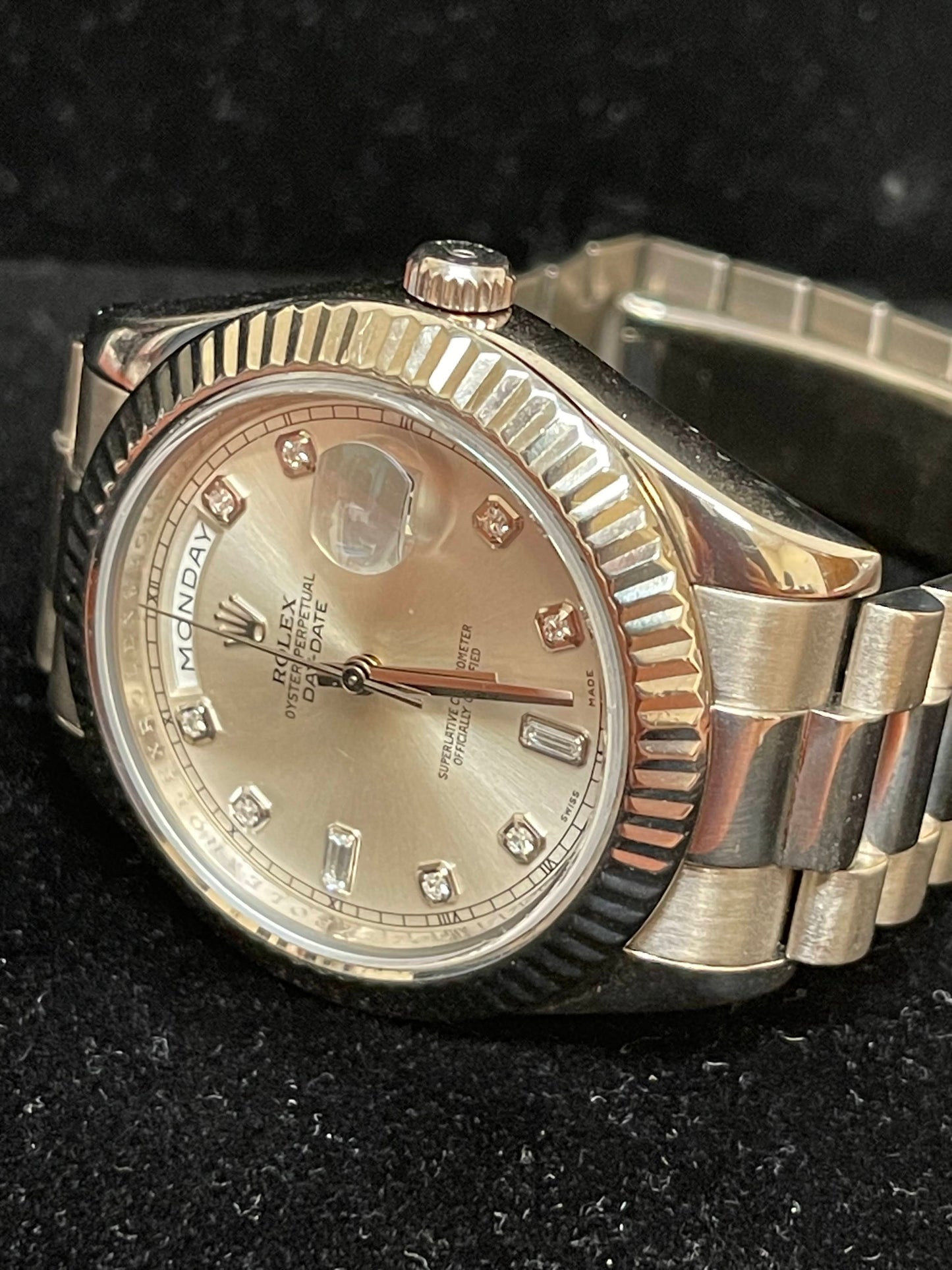 2009 Rolex Day-Date 218239 Silver Diamond Dial White Gold Bracelet No Papers 41m