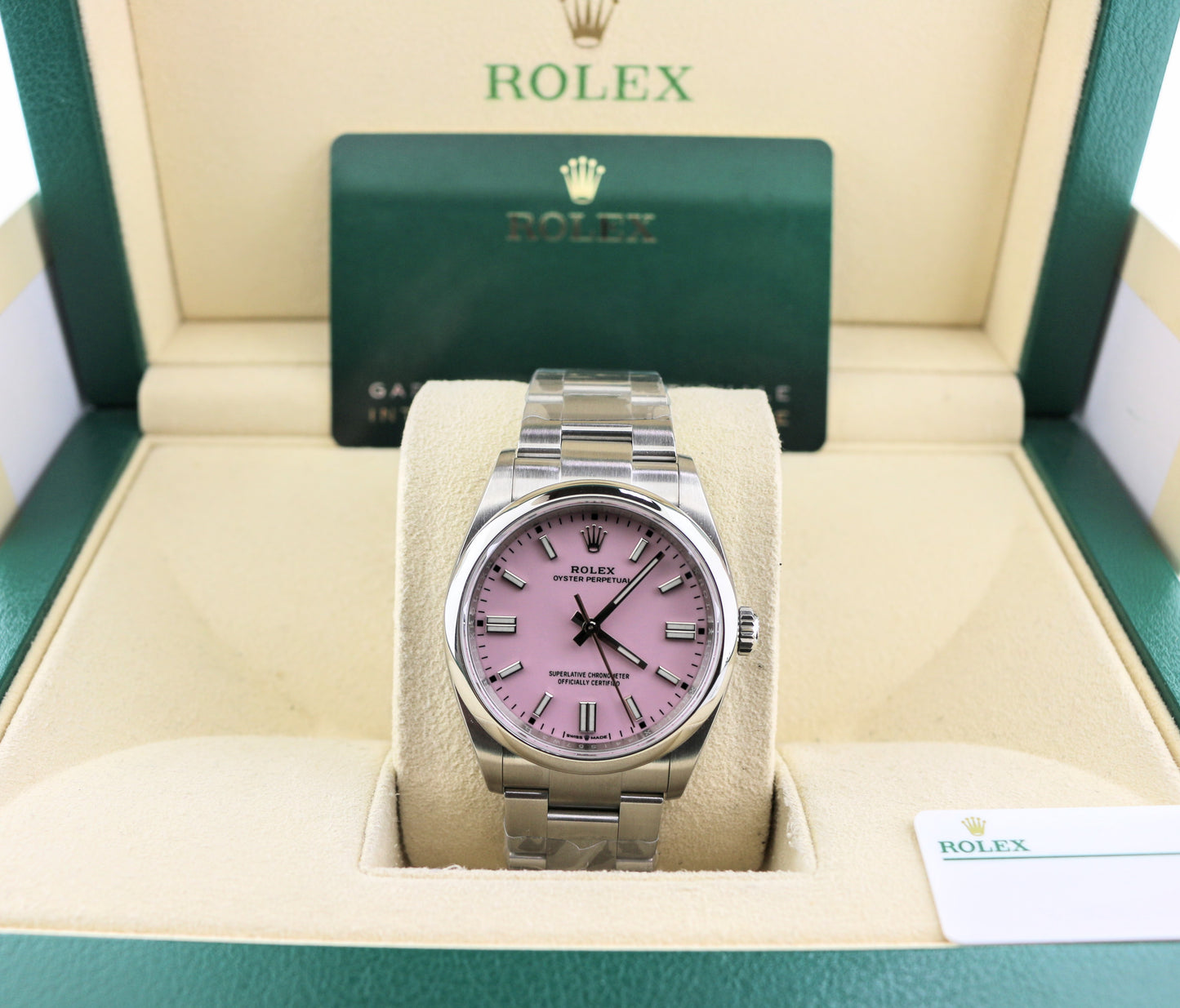 2023 Rolex Oyster Perpetual 126000 Candy Pink Stick SS Oyster With Papers 36mm