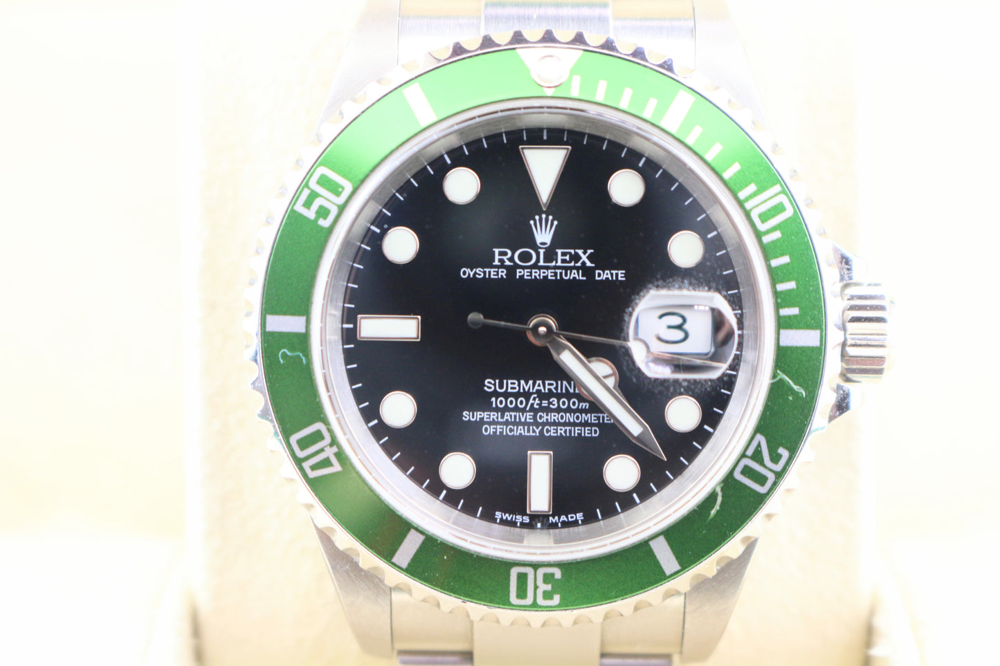 2004 Rolex Submariner Kermit 16610LV Black Dial Flat 4 SS Oyster W/ Papers 40mm