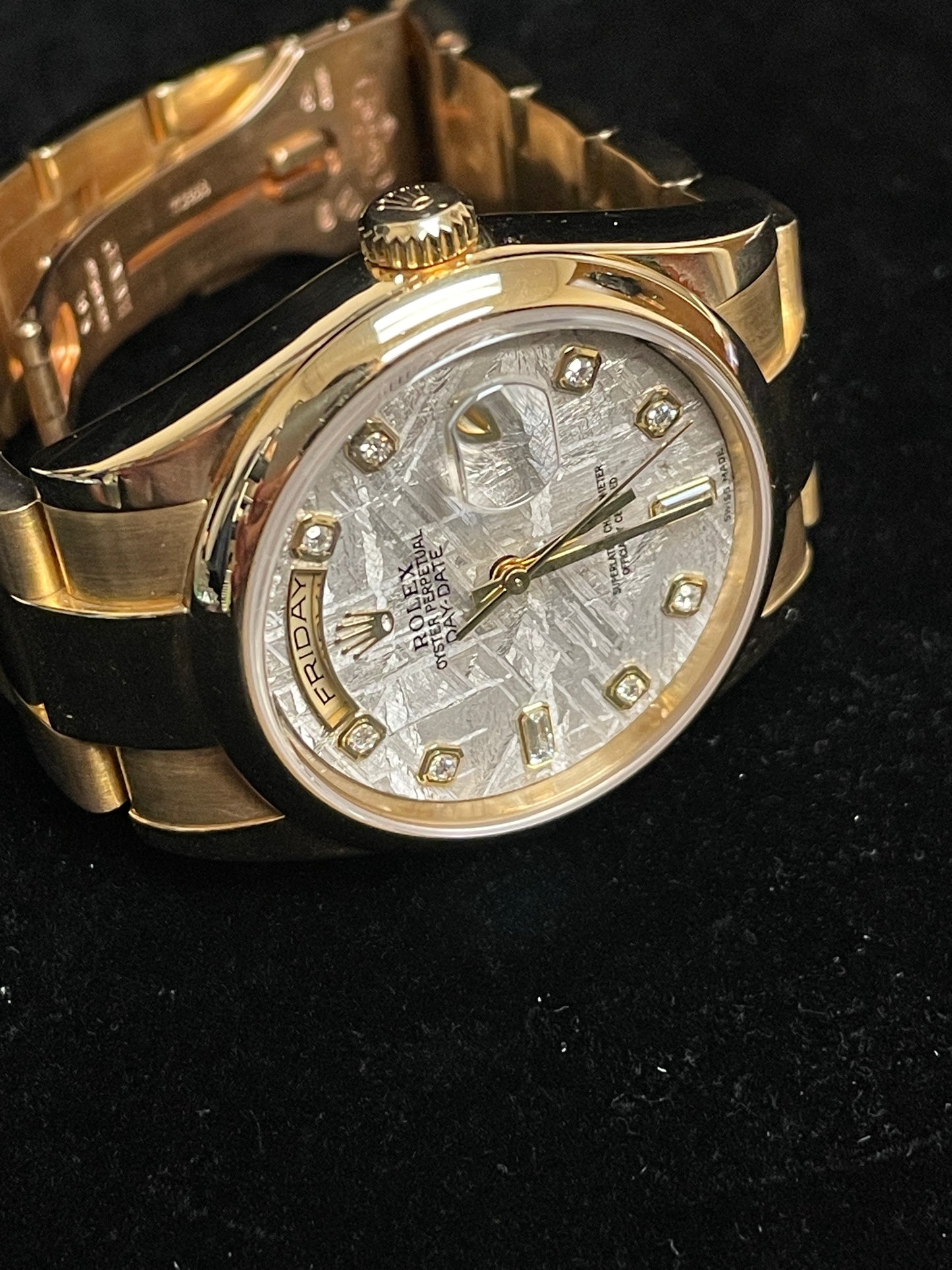 2003 Rolex Day-Date 118208 Meteorite Serti Diam Dial 18kt Oyster With paper 36mm