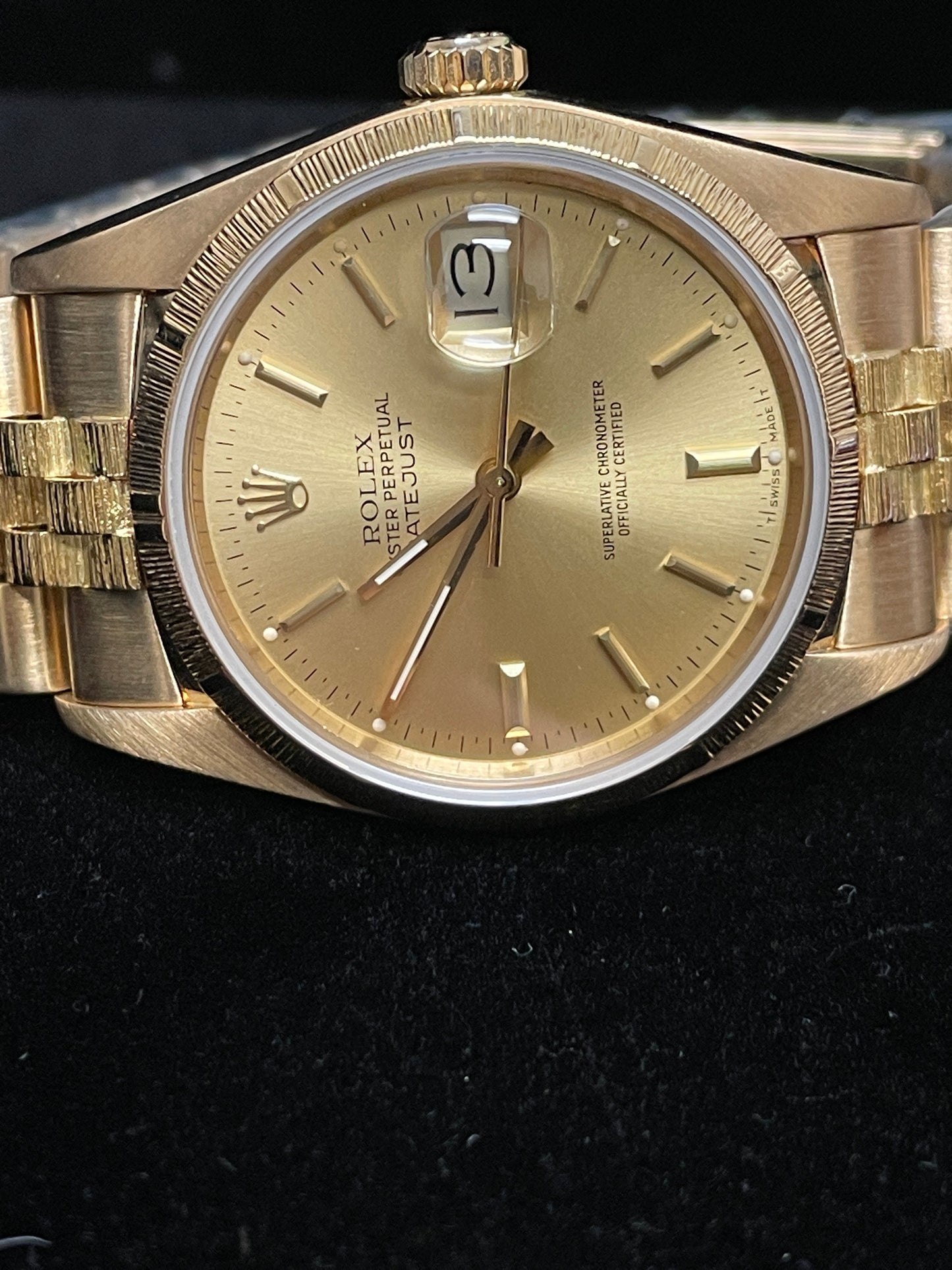 1985 Rolex Datejust 16078 Champagne 18kt Jubilee Bark No Papers 36mm