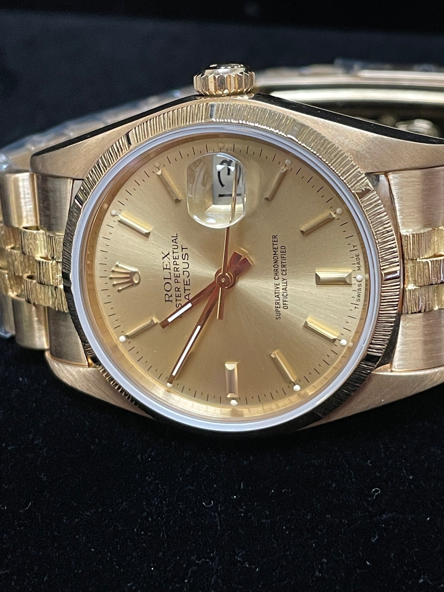 1985 Rolex Datejust 16078 Champagne 18kt Jubilee Bark No Papers 36mm