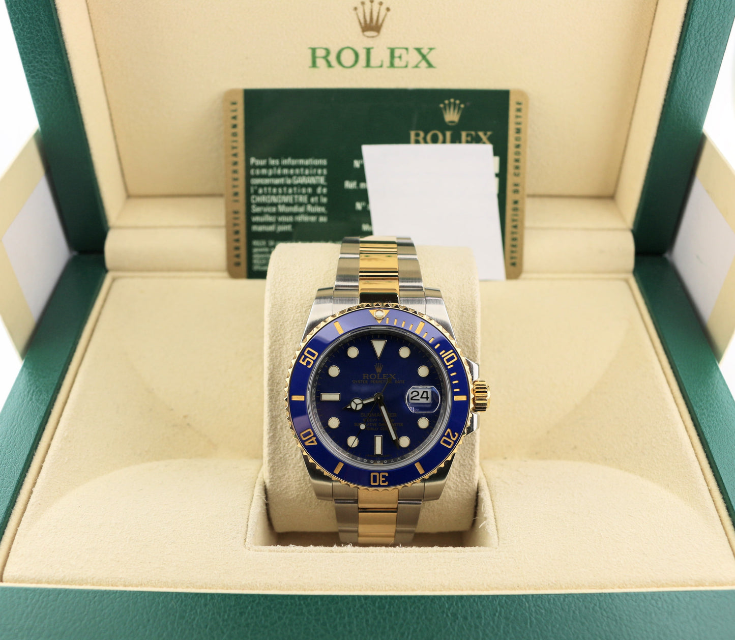 2010 Rolex Submariner Bluesy 116613LB Blue Dial TT 18kt Oyster With Papers 40mm