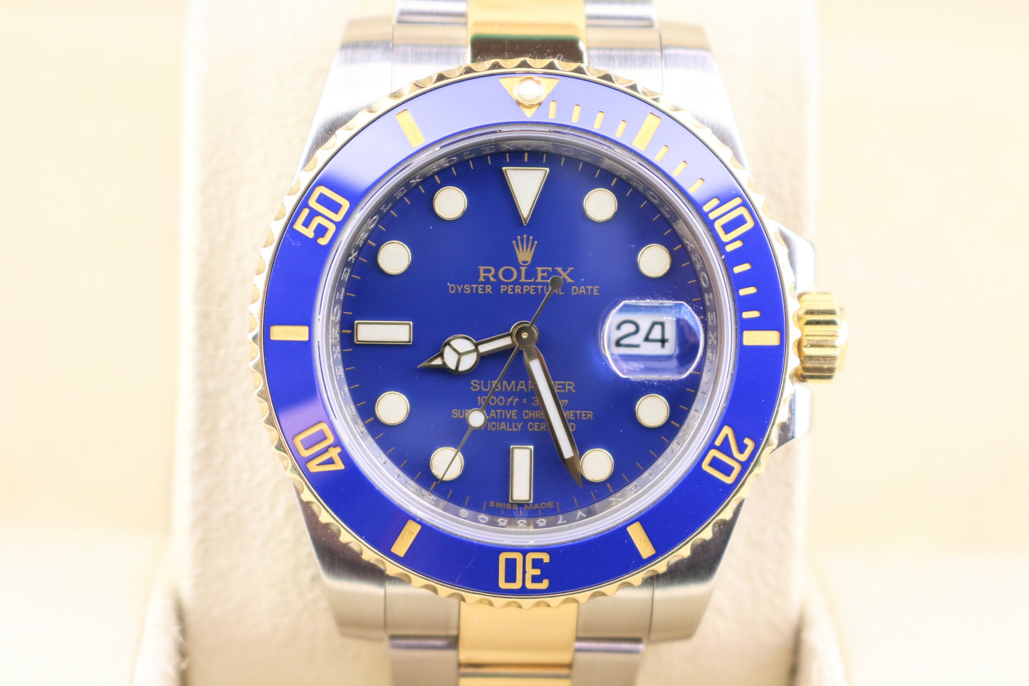 2010 Rolex Submariner Bluesy 116613LB Blue Dial TT 18kt Oyster With Papers 40mm