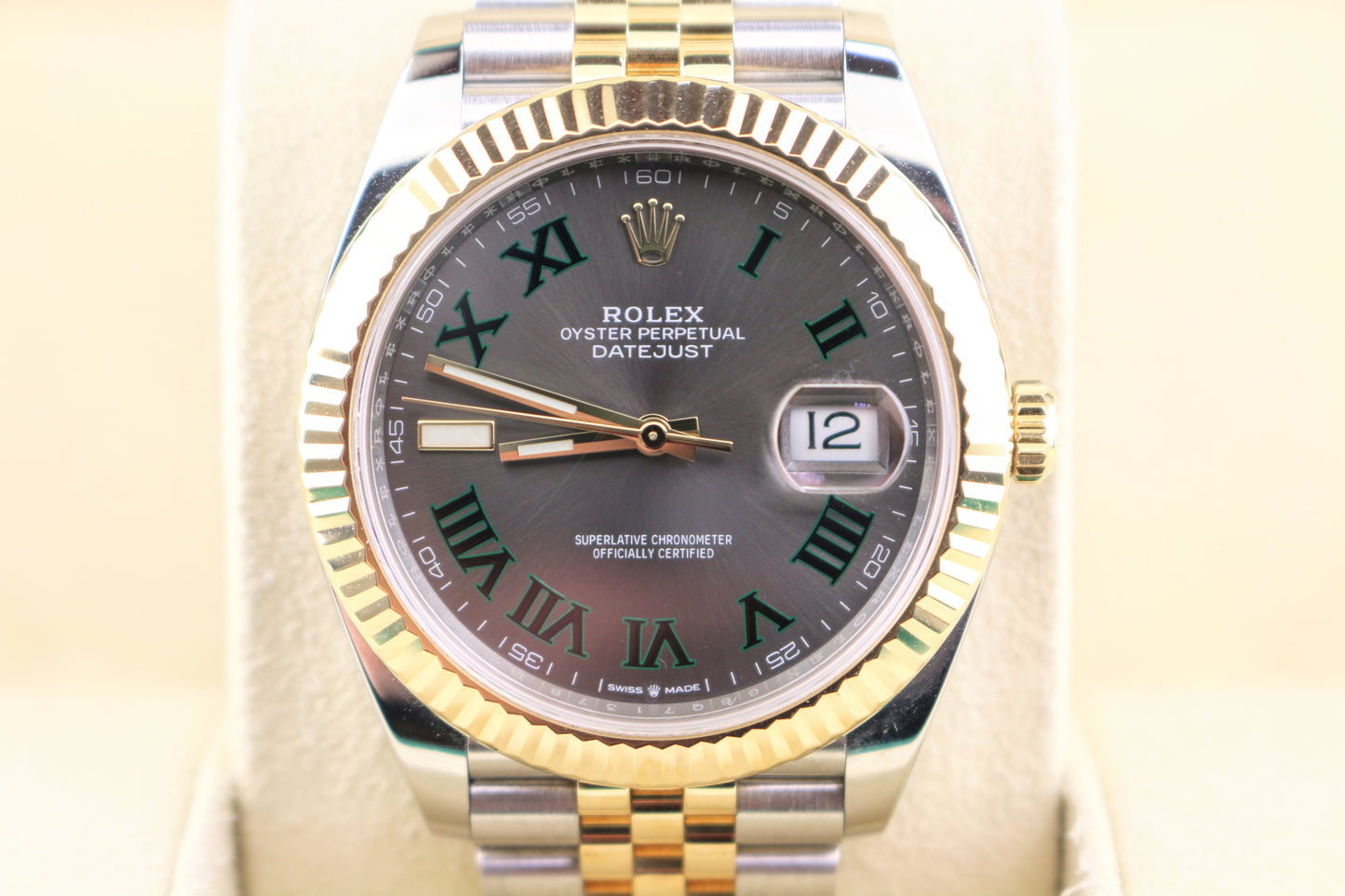2021 Rolex Datejust 126333 Wimbledon Dial TT 18kt Jubilee With Papers 41mm
