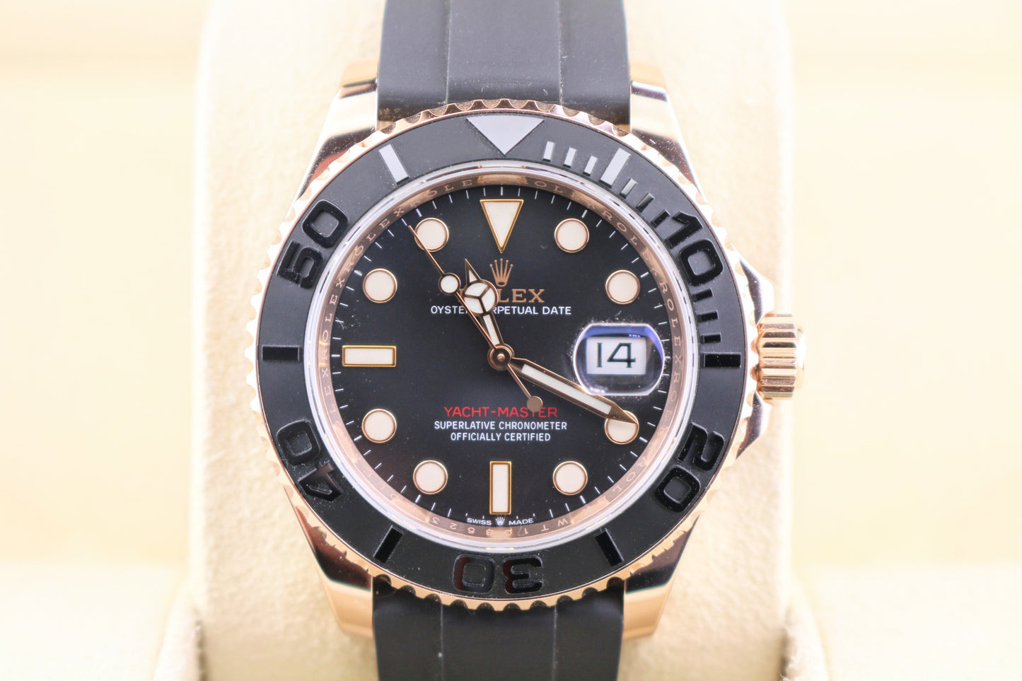 2021 Rolex Yacht-Master 126655 Black Dial RG 18kt OysterFlex With Papers 40mm