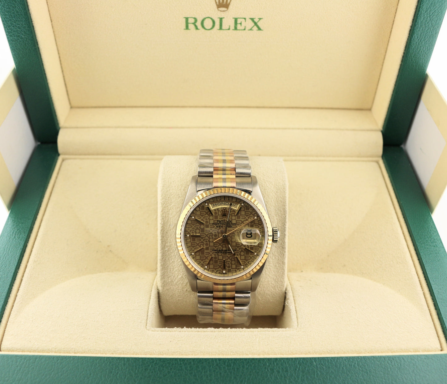 1990 Rolex Day-Date Tridor 18239b Champagne Computer Dial 18kt President 36mm