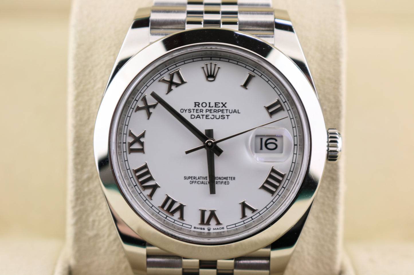 2019 Rolex Datejust 126300 White Roman Dial SS Jubilee WIth Papers 41mm