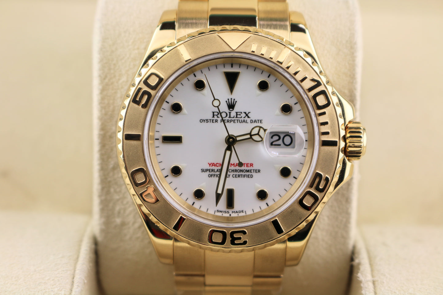 2002 Rolex Yacht-Master 16628 White Dial 18kt YG Oyster No Papers 40mm