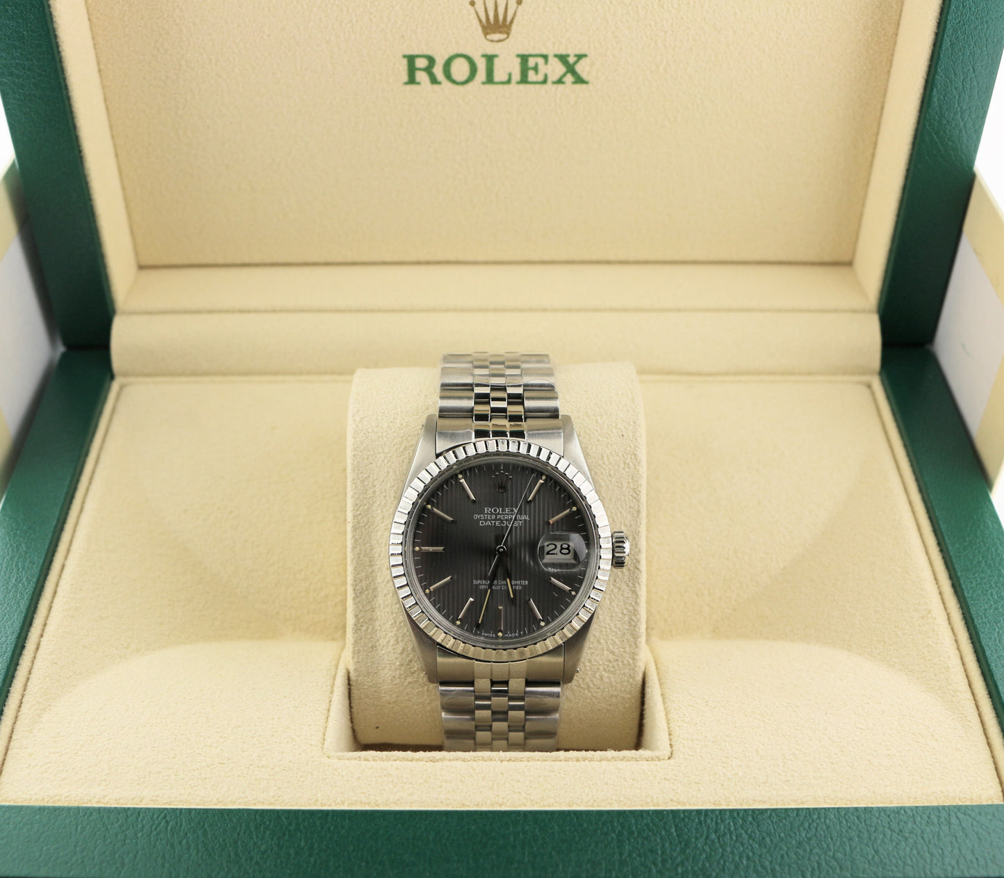 1984 Rolex Datejust 16030 Grey Tapestry Dial SS Jubilee No Papers 36mm