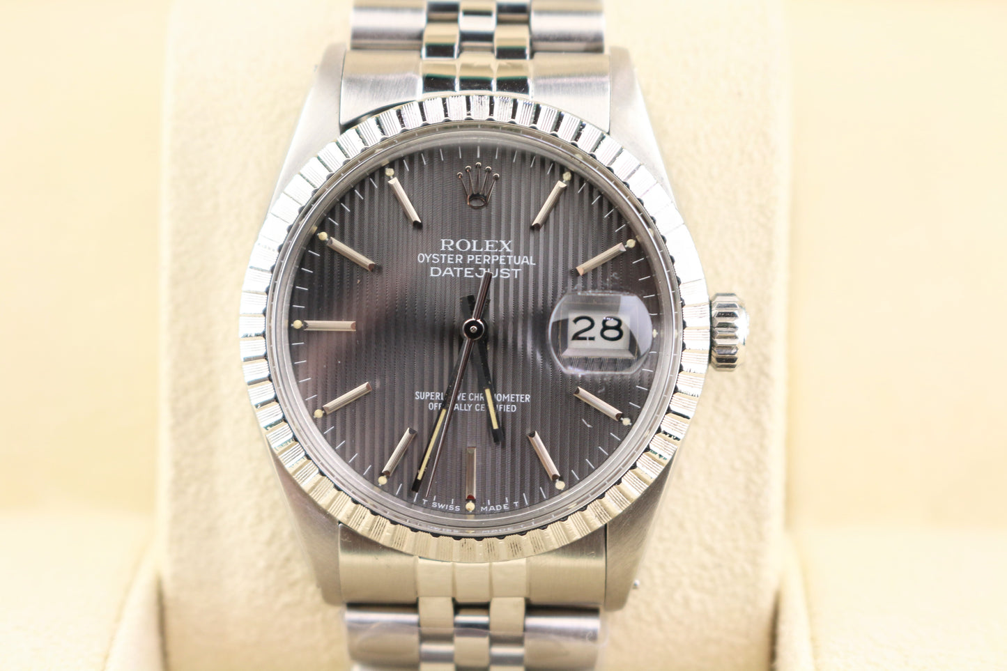 1984 Rolex Datejust 16030 Grey Tapestry Dial SS Jubilee No Papers 36mm