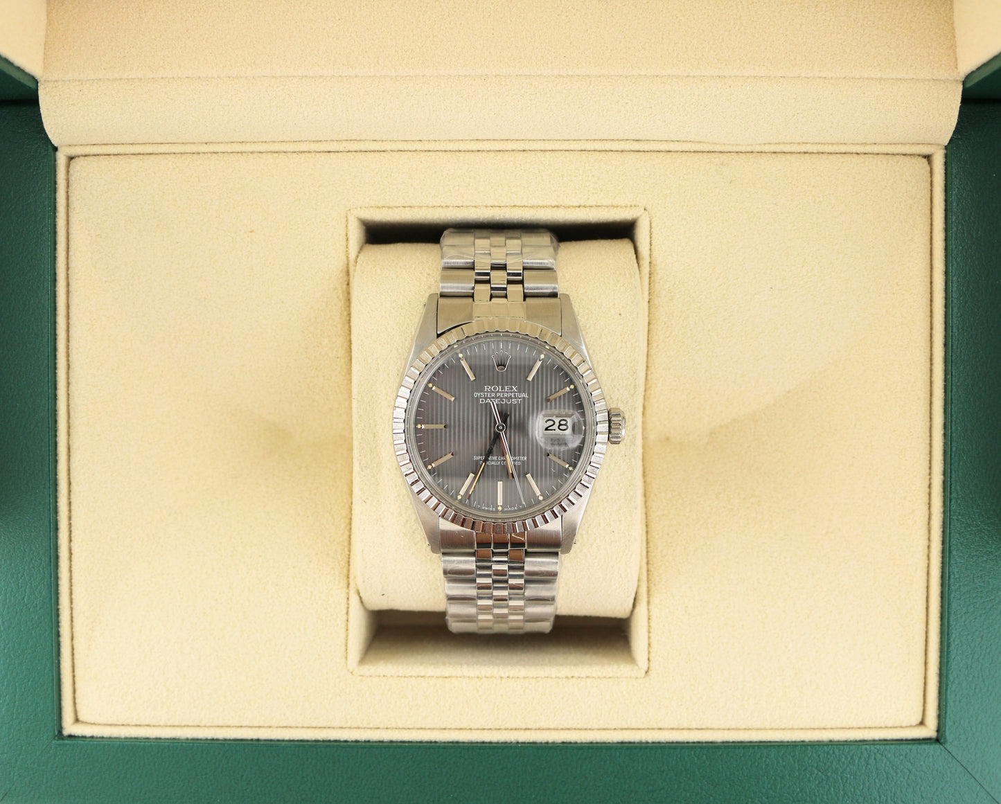1984 Rolex Datejust 16030 Grey Tapestry Dial SS Jubilee No Papers 36mm