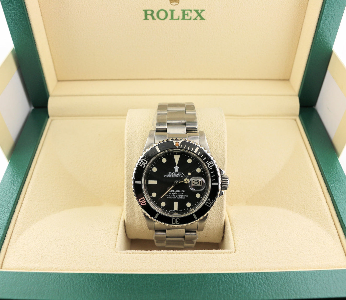 1984 Rolex Submariner Date 16800 Black Matte Patina Dial SS Oyster No Paper 40mm
