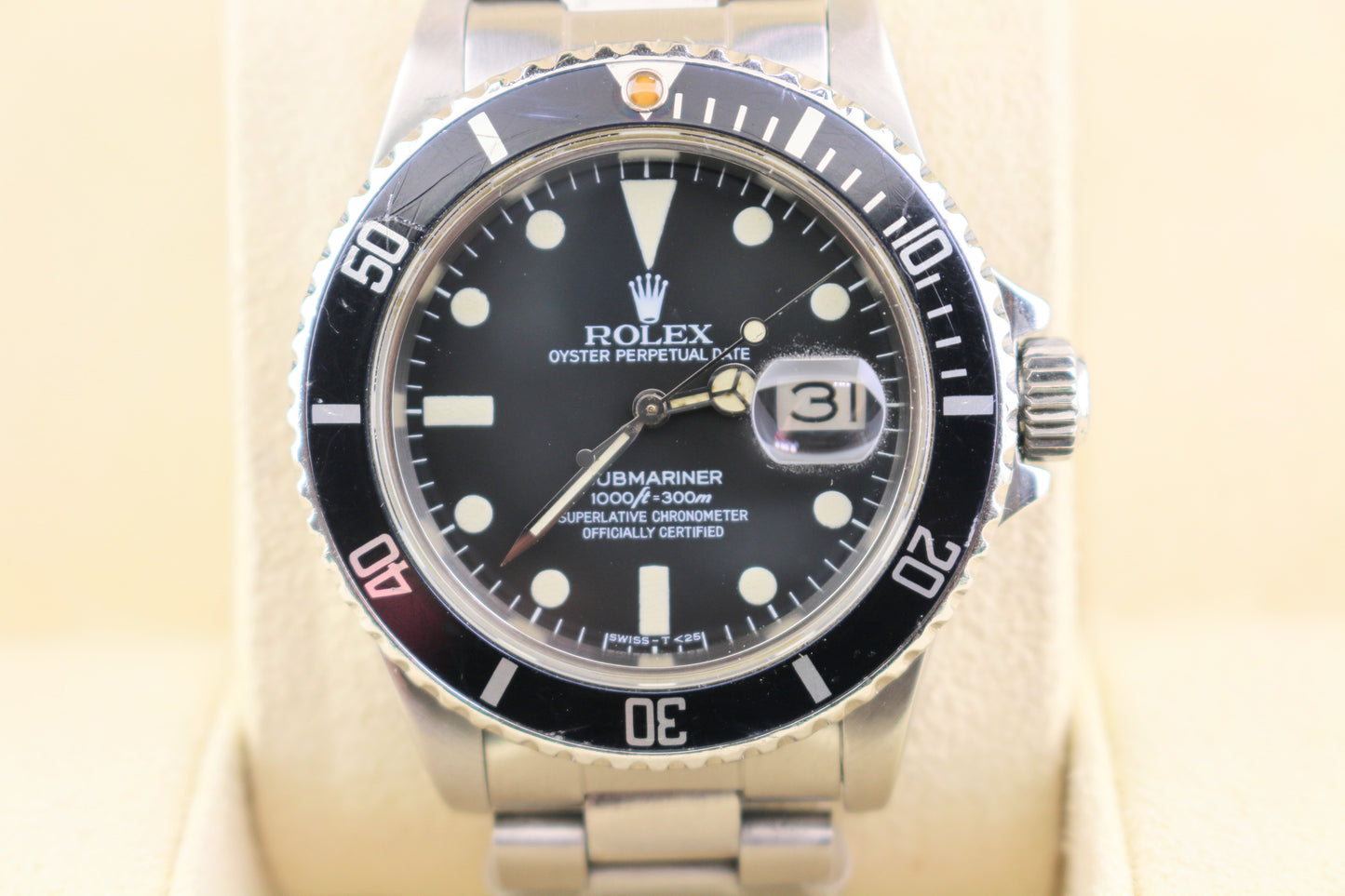 1984 Rolex Submariner Date 16800 Black Matte Patina Dial SS Oyster No Paper 40mm