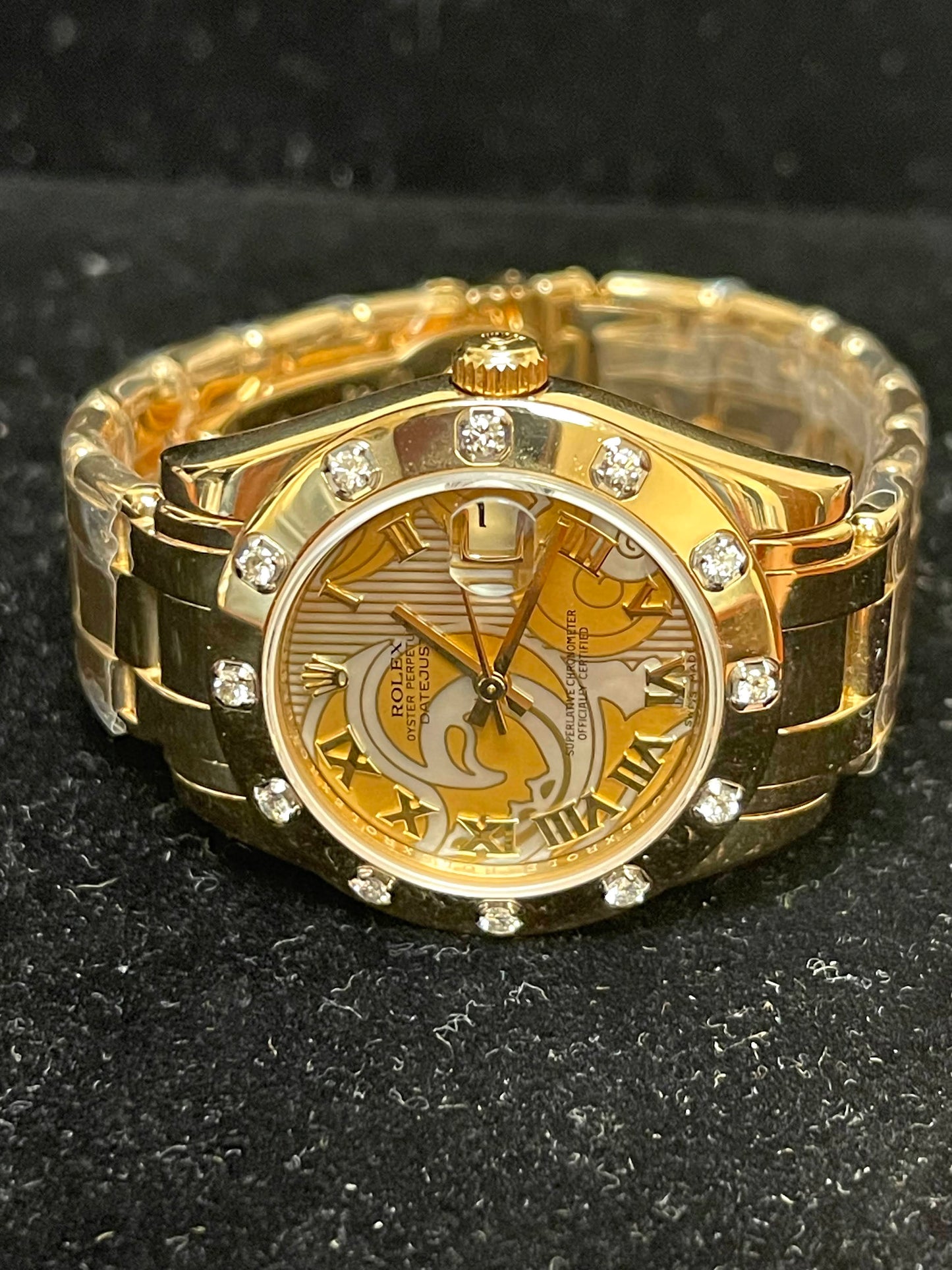 2010 Rolex Datejust 81318 Factory Gold Dust Dream MOP Pearlmaster W/Papers 34mm