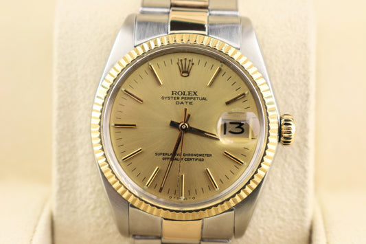 1967 Rolex Date 1500 Champagne Dial TT Rivet Oyster No Papers 34mm