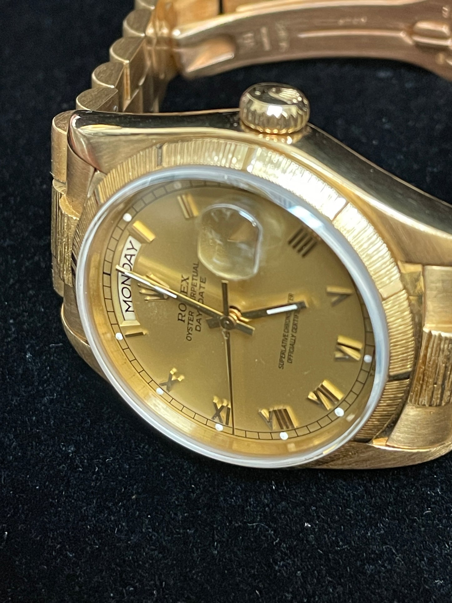 1986 Rolex Day-Date 18078 Lemon Roman Dial 18kt Bark President No Papers 36mm