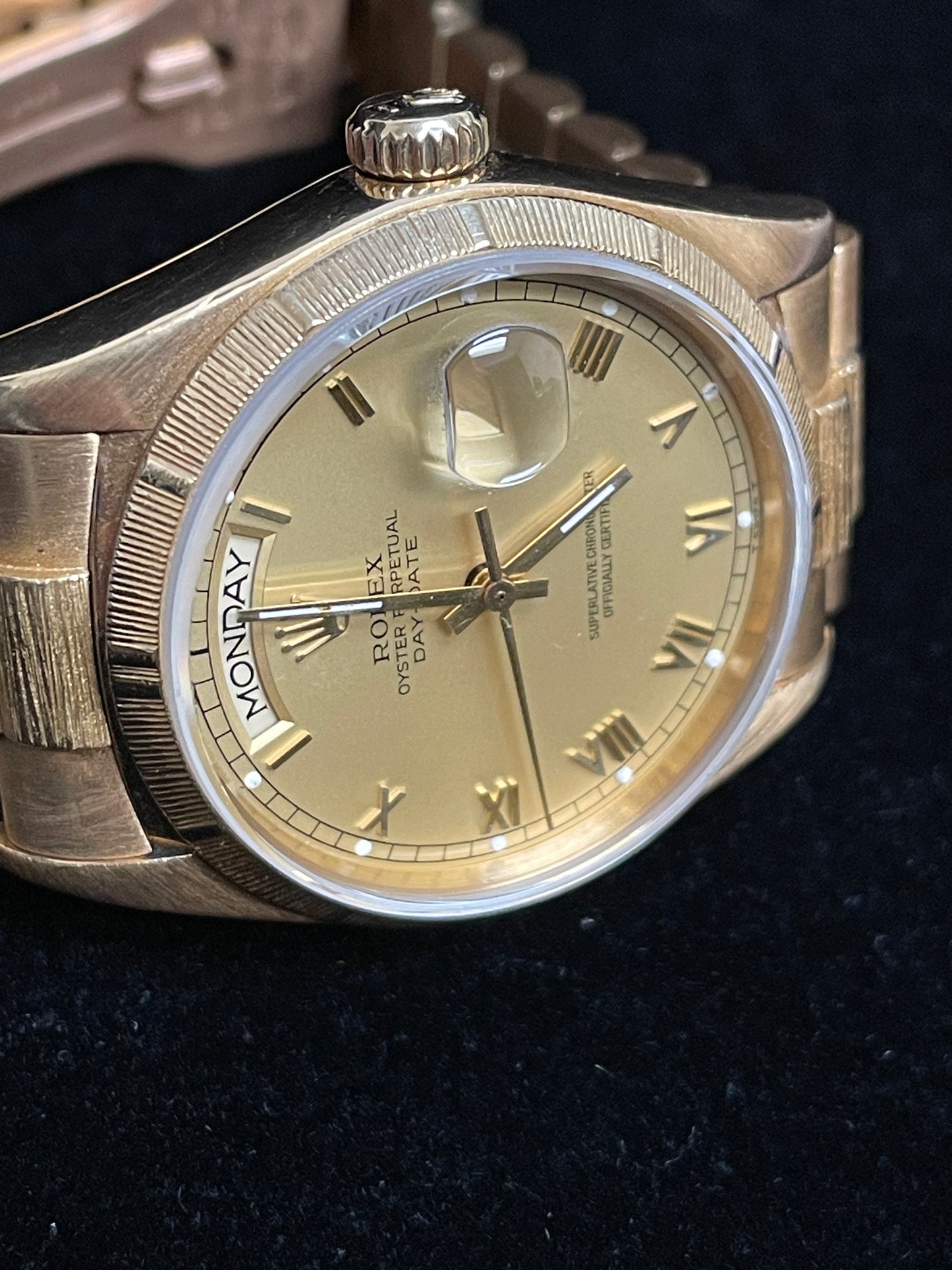1986 Rolex Day-Date 18078 Lemon Roman Dial 18kt Bark President No Papers 36mm