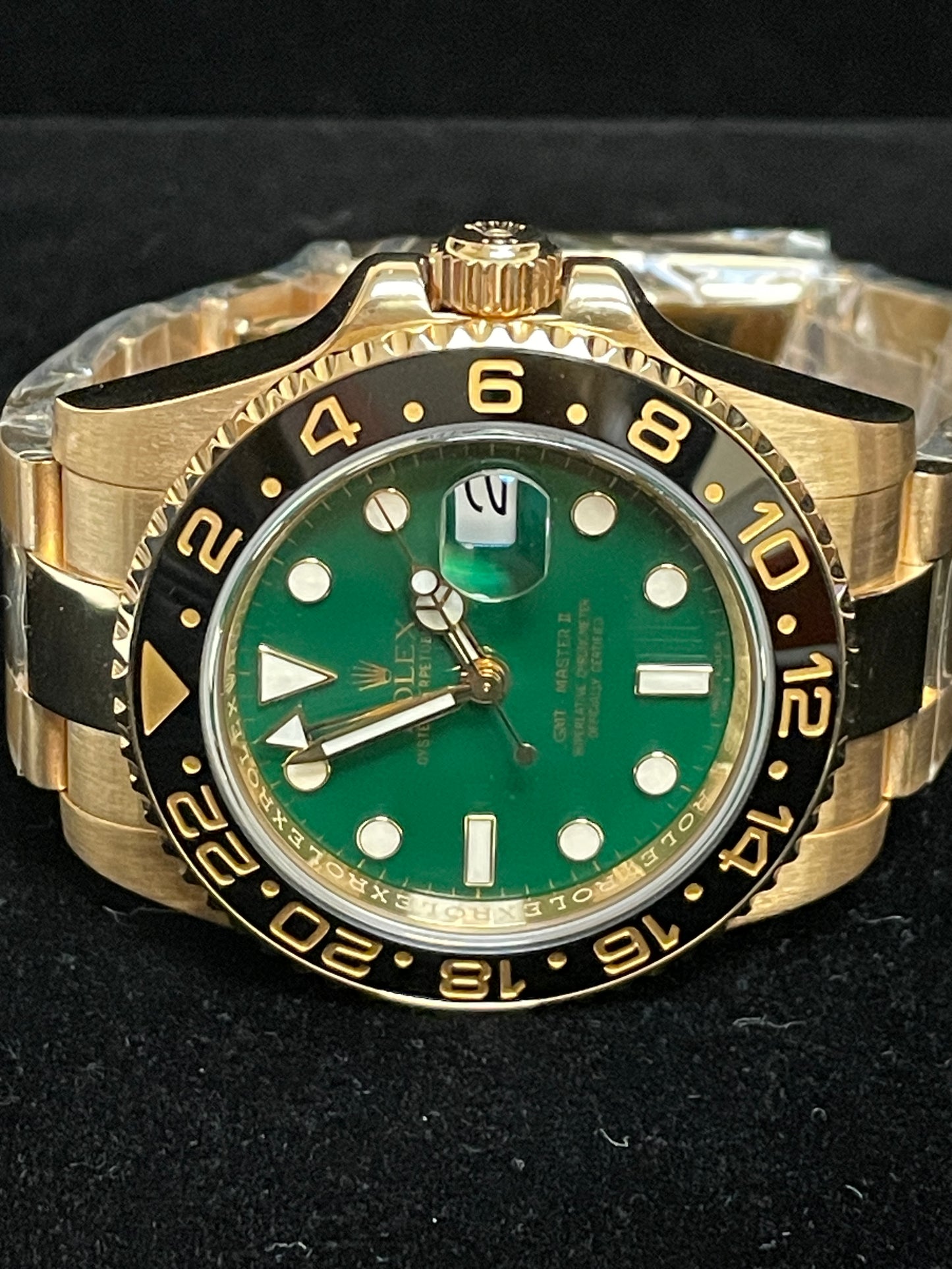 2015 Rolex GMT-Master II 116718 Green Money Dial 18kt YG Oyster No Papers 40mm