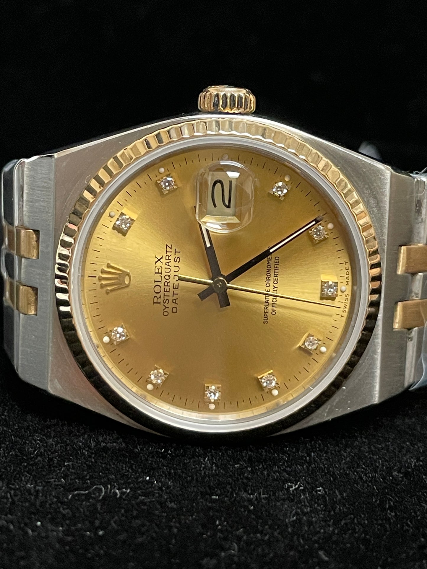 1986 Rolex Datejust 17013 Champagne Diamond Dial TT Oyster Quartz No Papers 36mm
