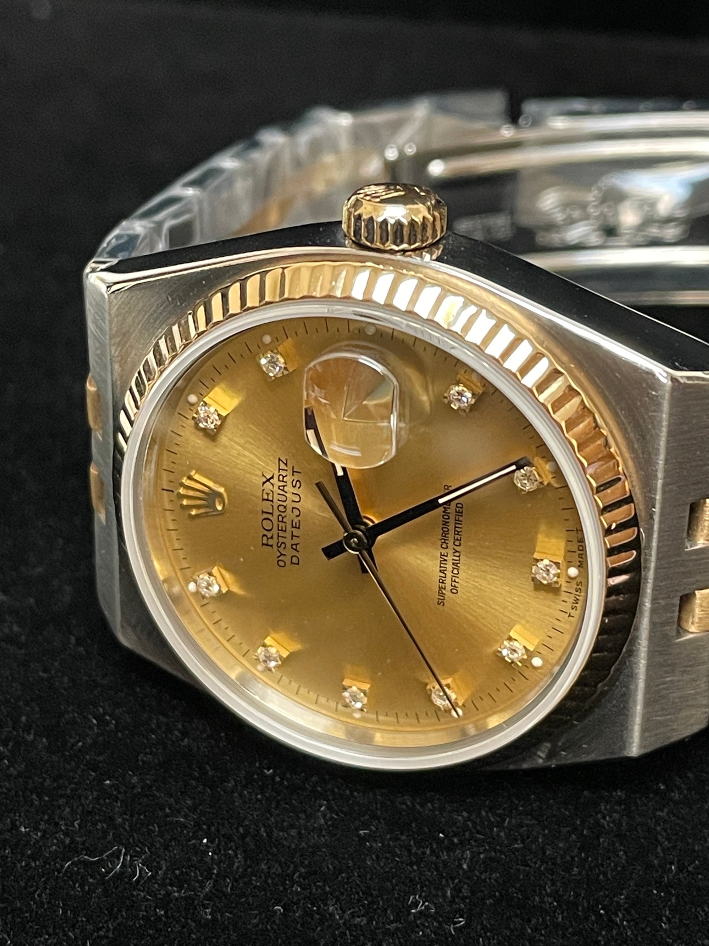 1986 Rolex Datejust 17013 Champagne Diamond Dial TT Oyster Quartz No Papers 36mm