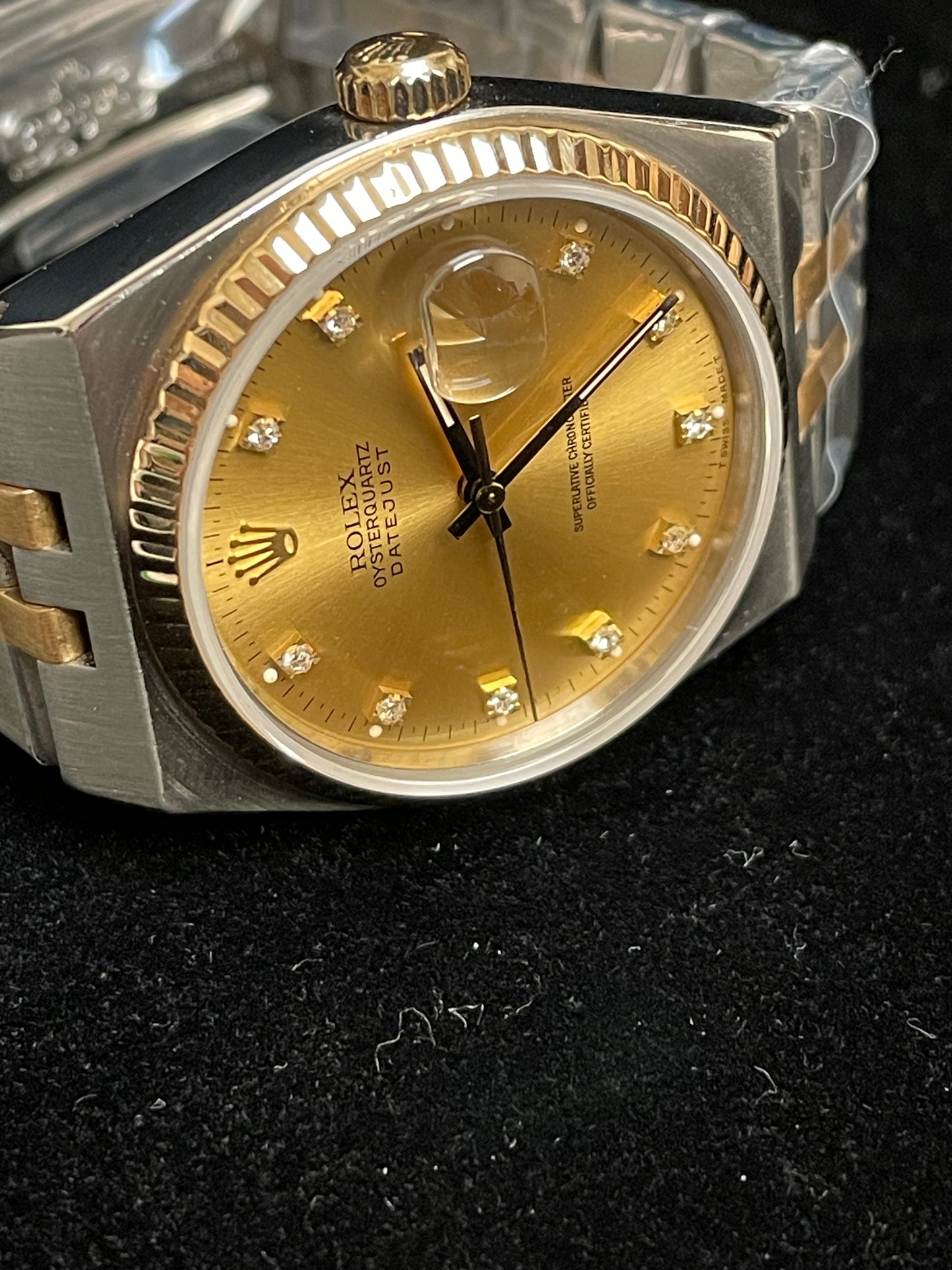 1986 Rolex Datejust 17013 Champagne Diamond Dial TT Oyster Quartz No Papers 36mm