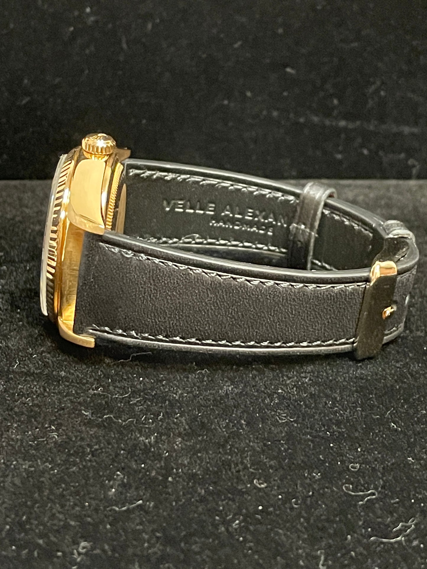 1987 Rolex Day-Date 18038 Black Diamond Black Leather Bracelet No Papers 36mm