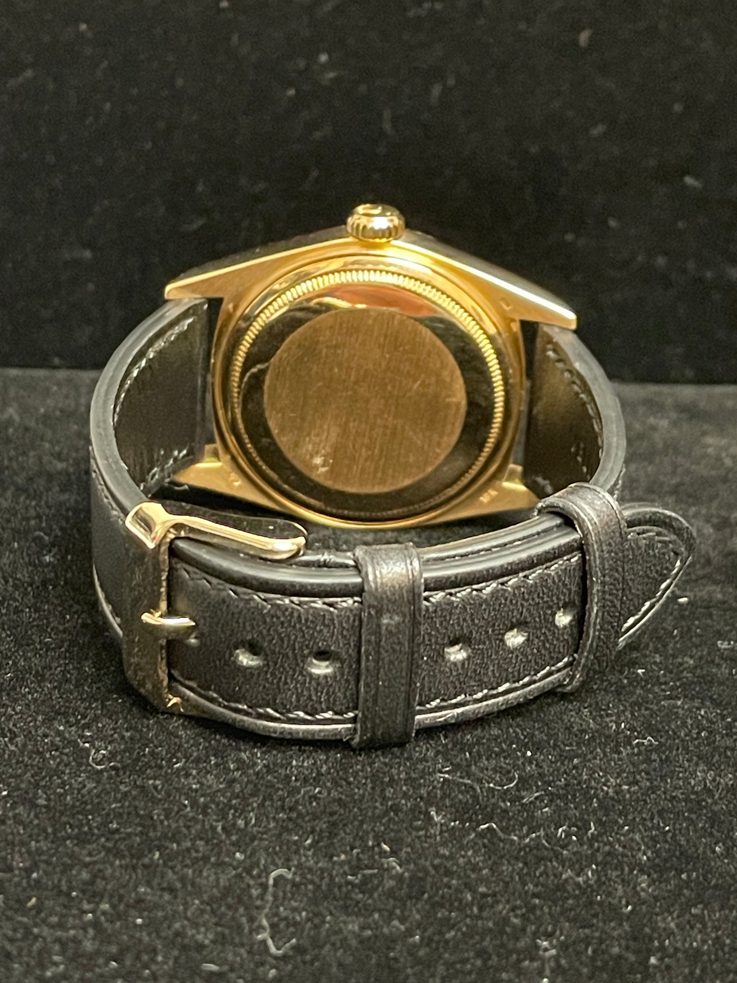 1987 Rolex Day-Date 18038 Black Diamond Black Leather Bracelet No Papers 36mm