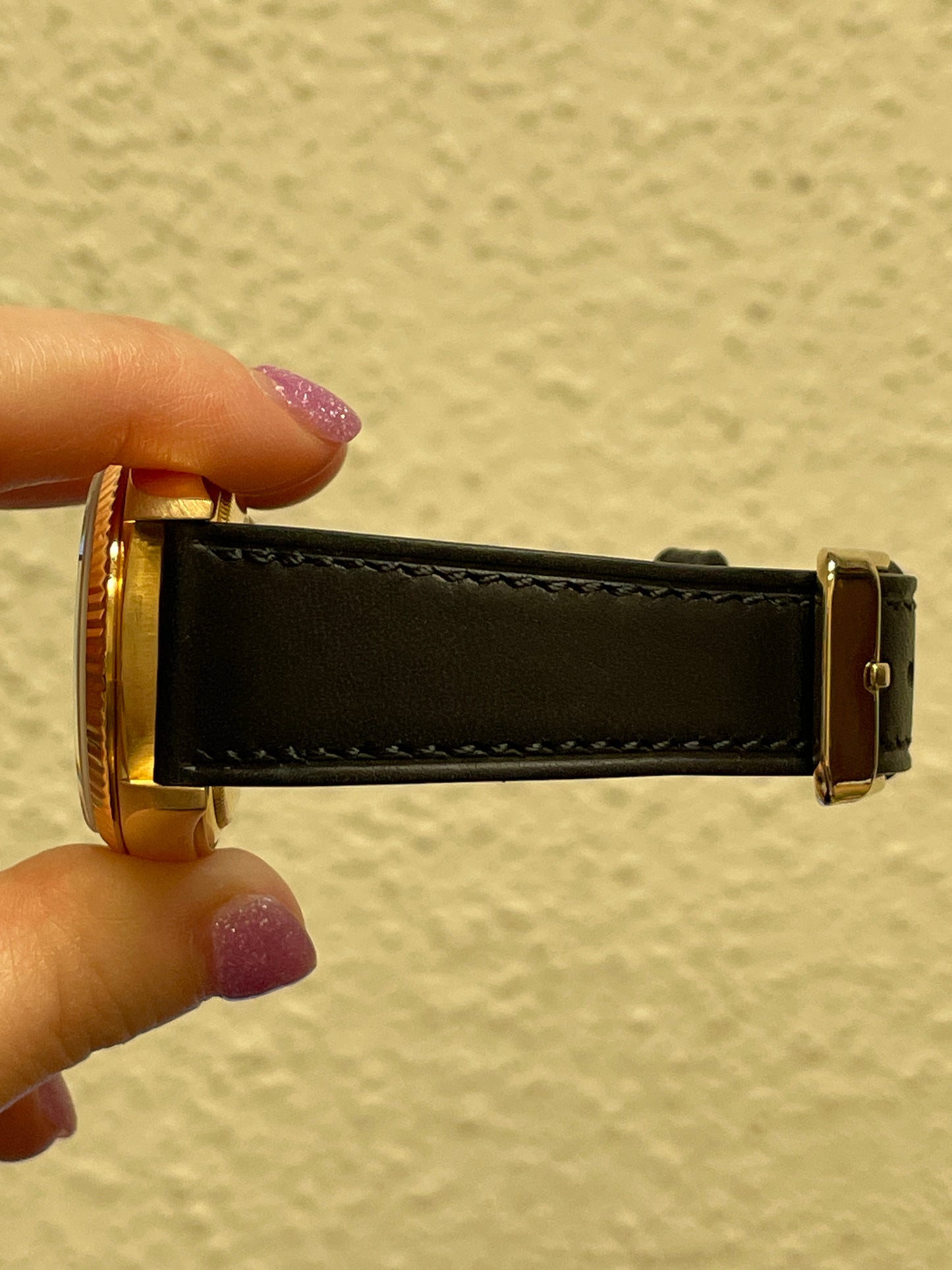 1987 Rolex Day-Date 18038 Black Diamond Black Leather Bracelet No Papers 36mm