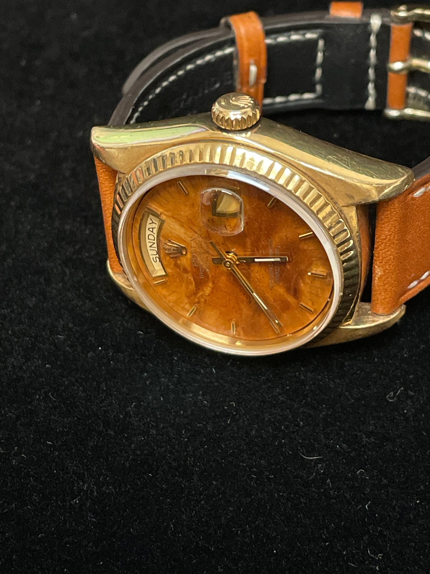 1979 Rolex Day Date 18038 Wood Dial Brown Leather Strap No papers 36mm