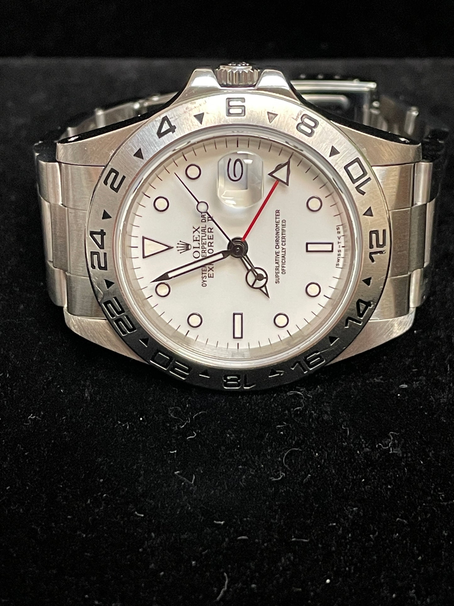 1986 Rolex Explorer II 16550 Transitional White Polar Dial SS Oyster Papers 40mm