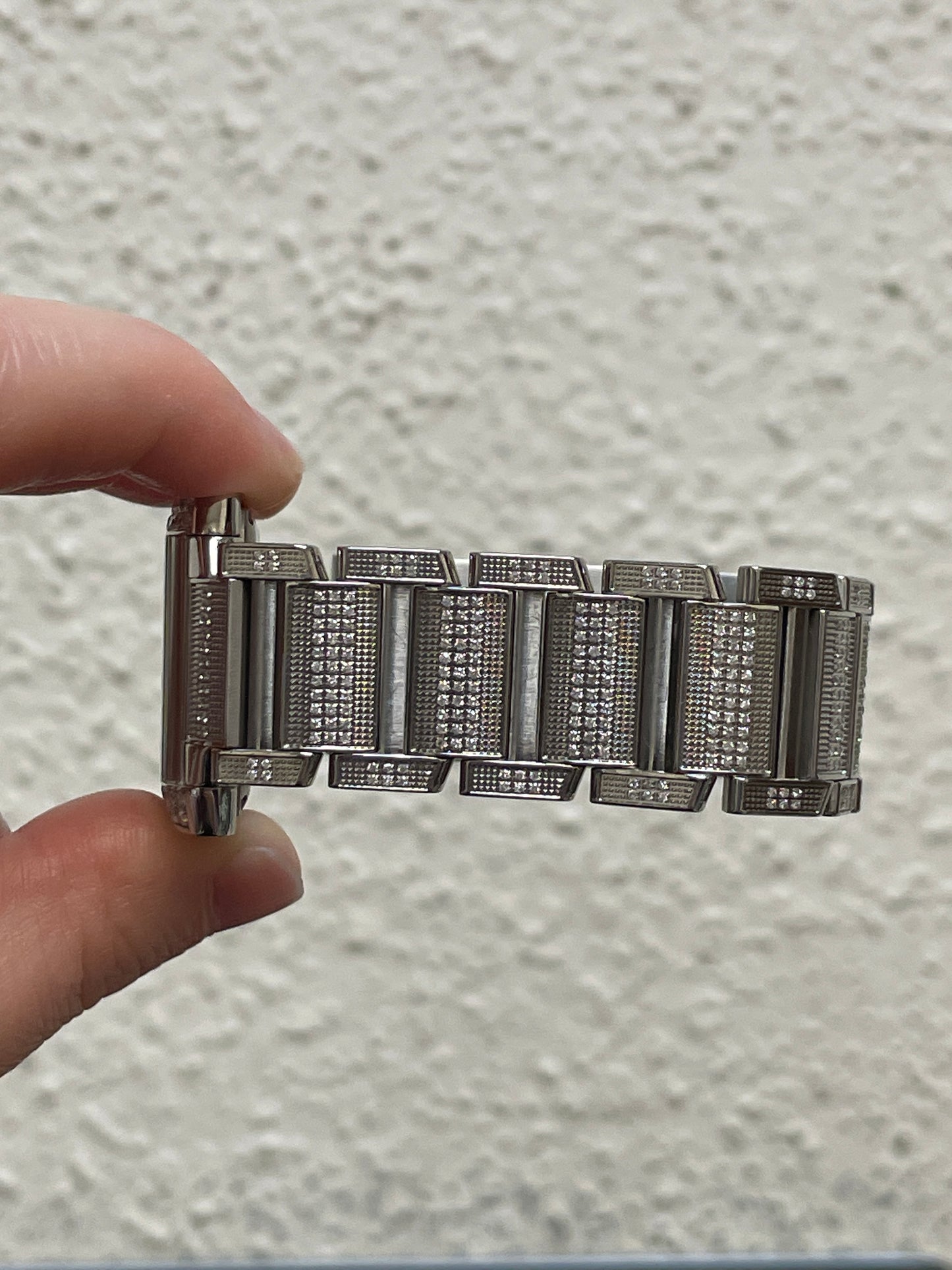 Cartier Tank 2302 Pave Arabic Rainbow Diamond Dial SS Diamond bracelet 28x32mm