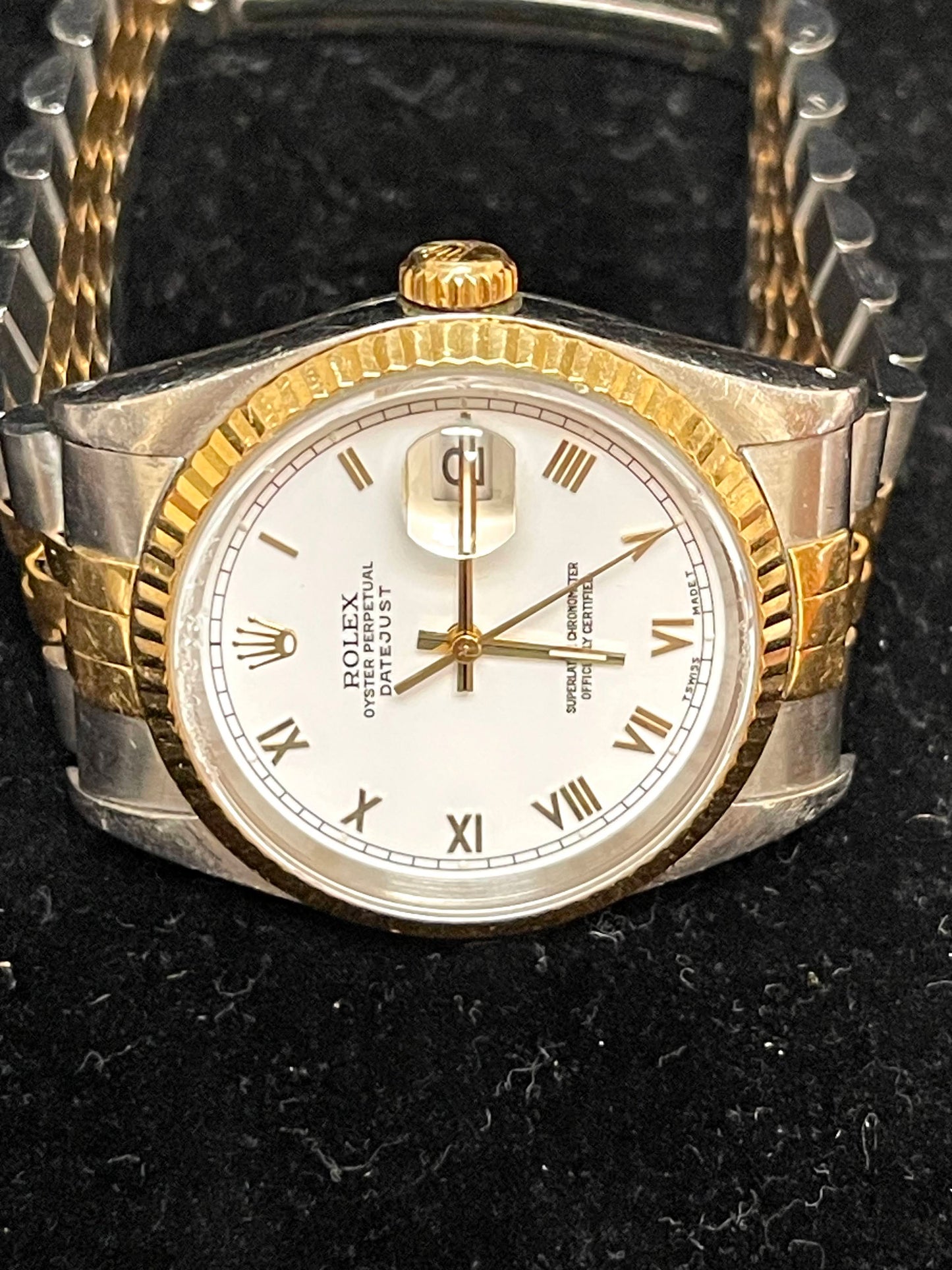 1993 Rolex Datejust 16233 White Roman Dial TT Jubilee No Papers 36mm
