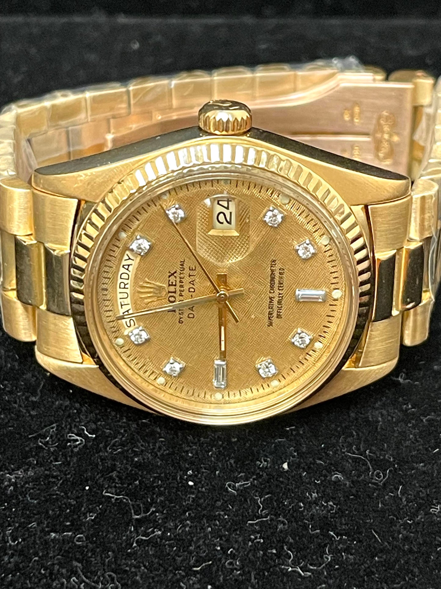 1976 Rolex Day-Date 1803 Champagne Tapestry Diamond Dial No Papers 36mm