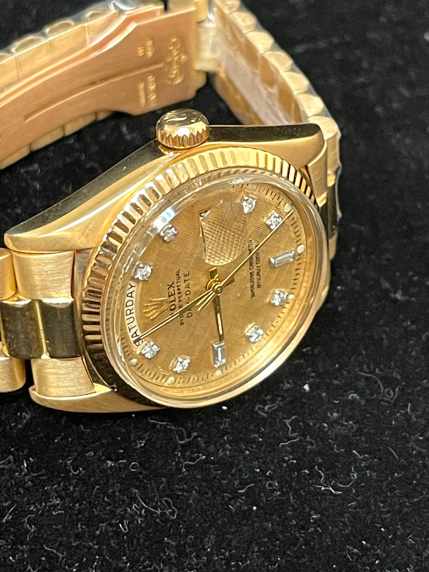 1976 Rolex Day-Date 1803 Champagne Tapestry Diamond Dial No Papers 36mm