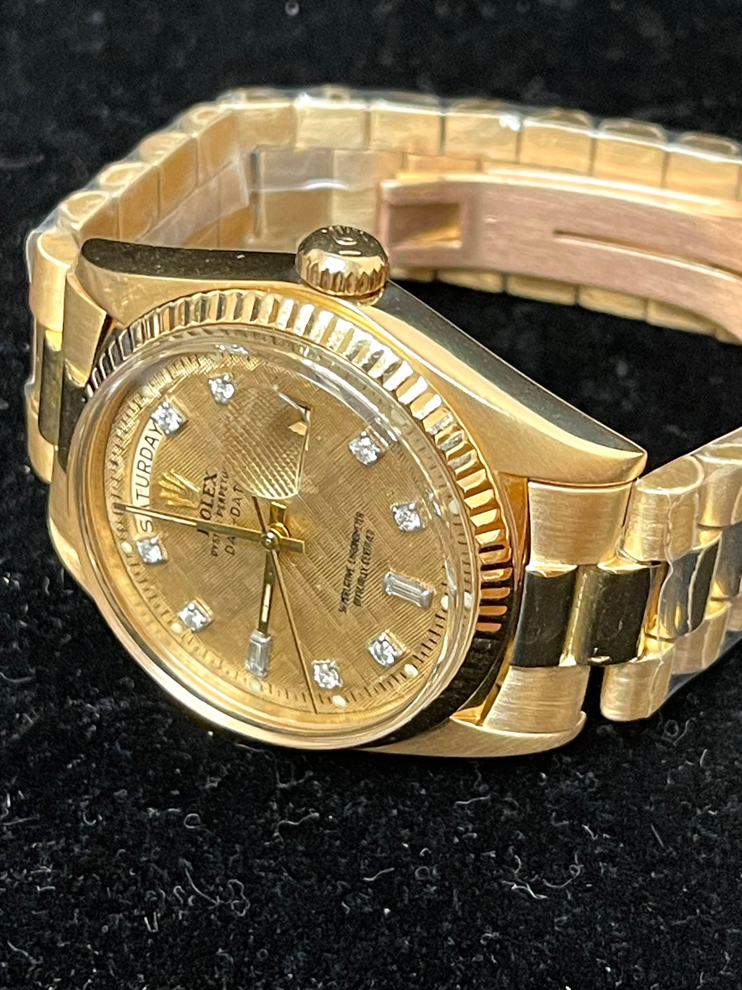 1976 Rolex Day-Date 1803 Champagne Tapestry Diamond Dial No Papers 36mm