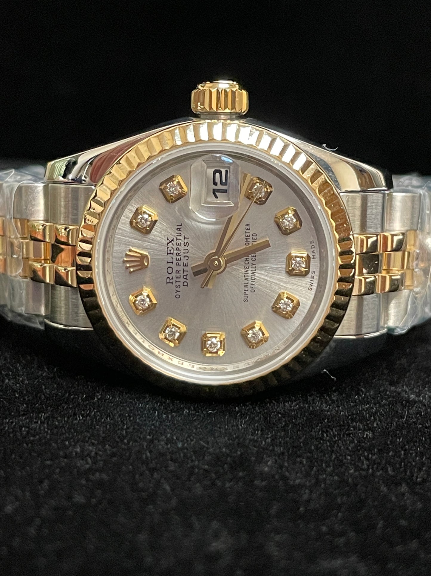 2010 Rolex Ladies Datejust 179173 Silver Diamond Dial TT Jubilee No Papers 26mm
