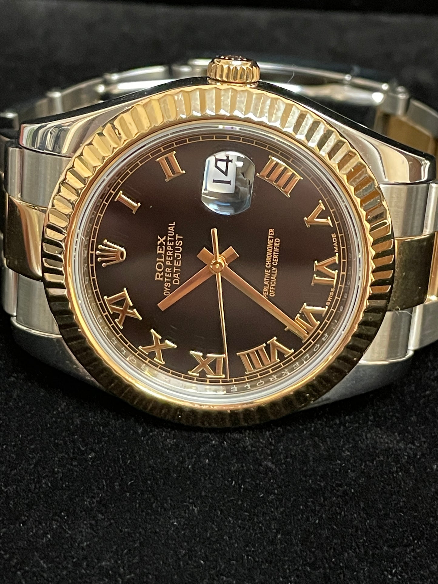 2016 Rolex Datejust 116333 Black Roman Dial TT Oyster With Papers 41mm