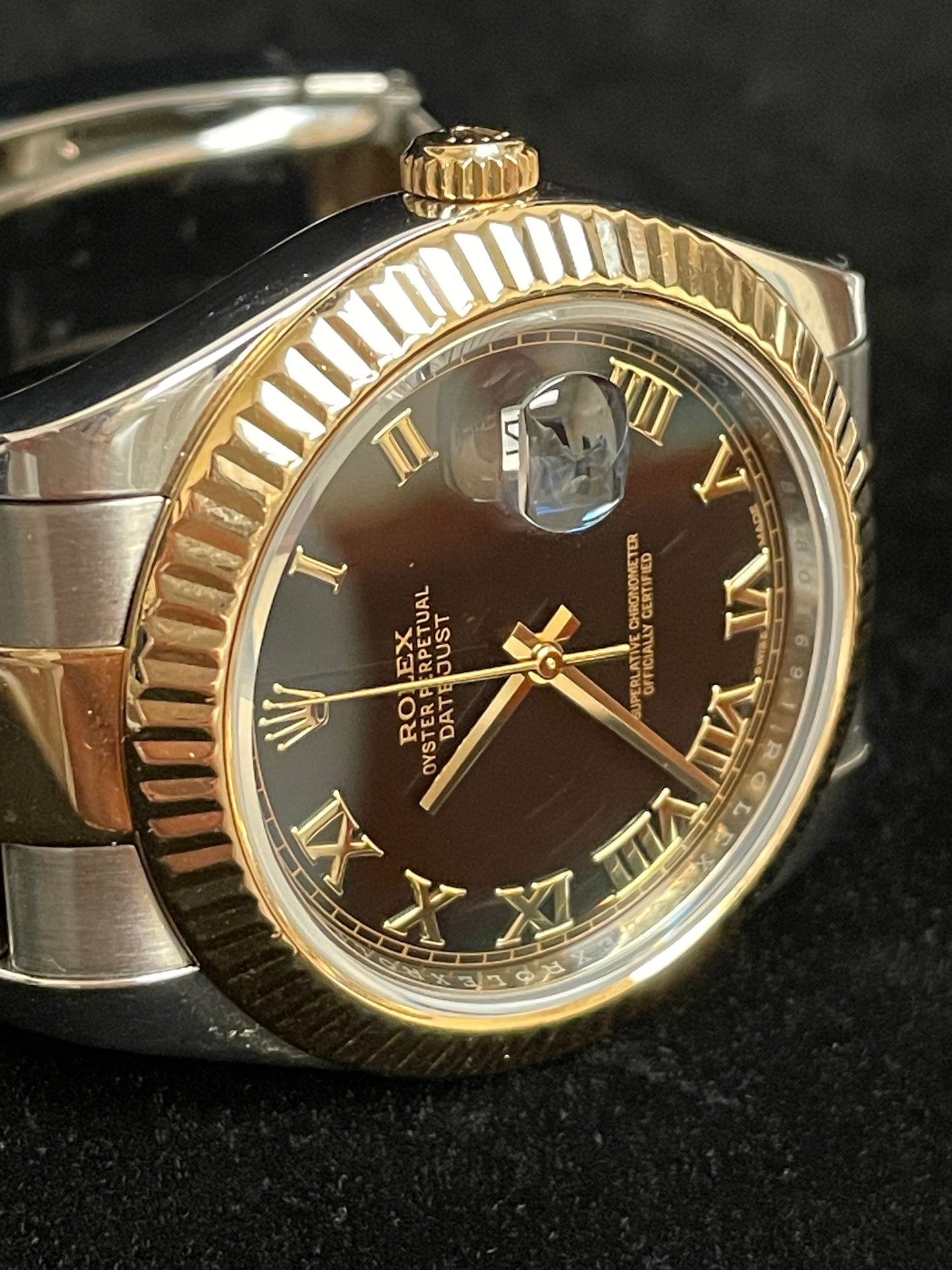 2016 Rolex Datejust 116333 Black Roman Dial TT Oyster With Papers 41mm