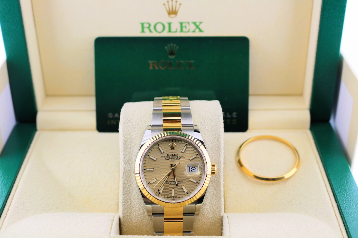 2022 Rolex Datejust 126203 Golden Motif Dial TT Oyster With Papers 36mm