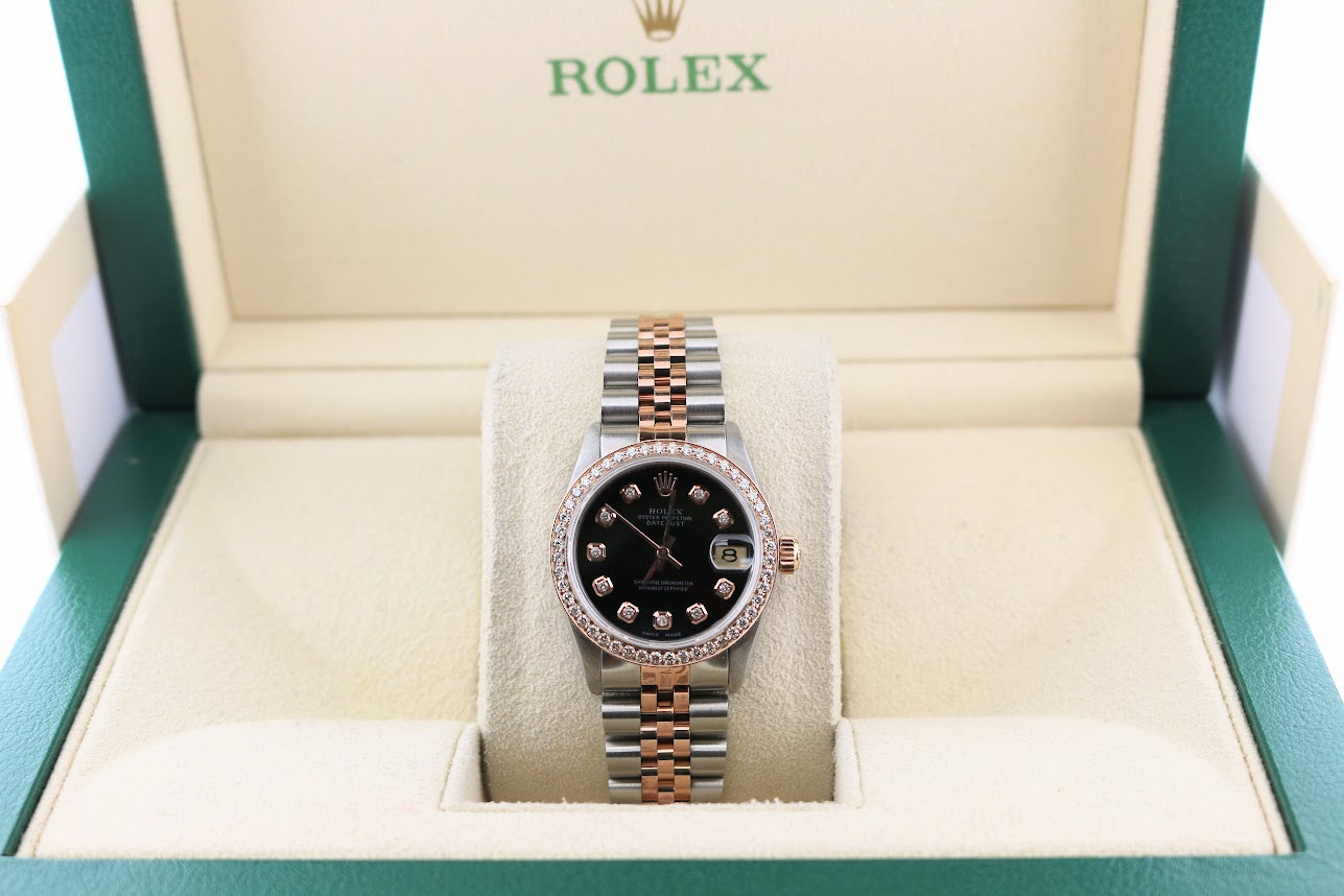 1983 Rolex Midsize Datejust 6824 Black Diamond Dial + Bezel No Papers 31mm