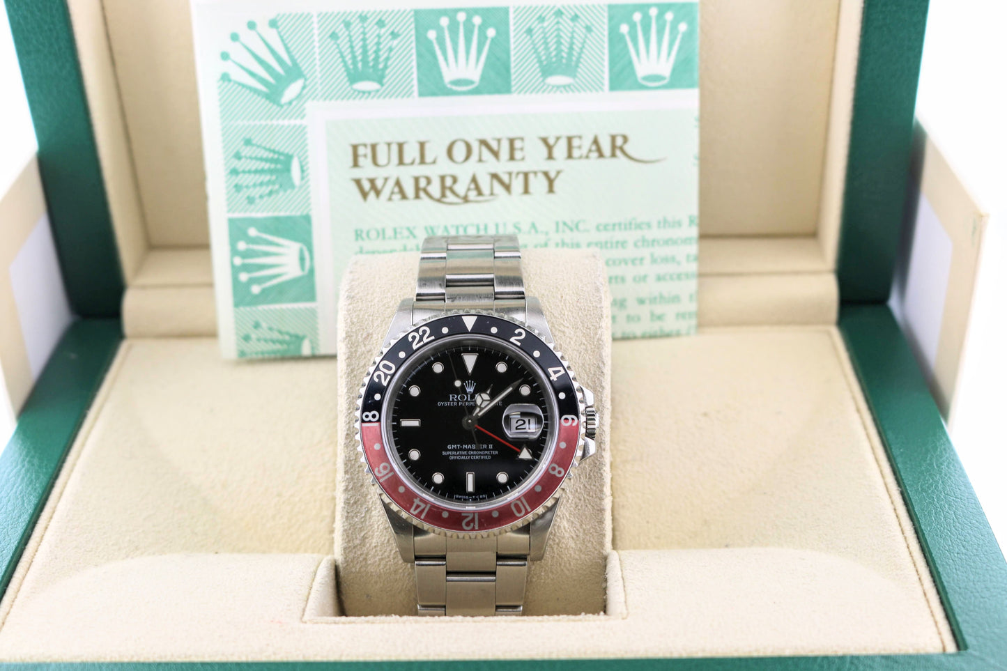 1997 Rolex GMT Master II Coke 16710 Black Dial SS Oyster With Papers 40mm