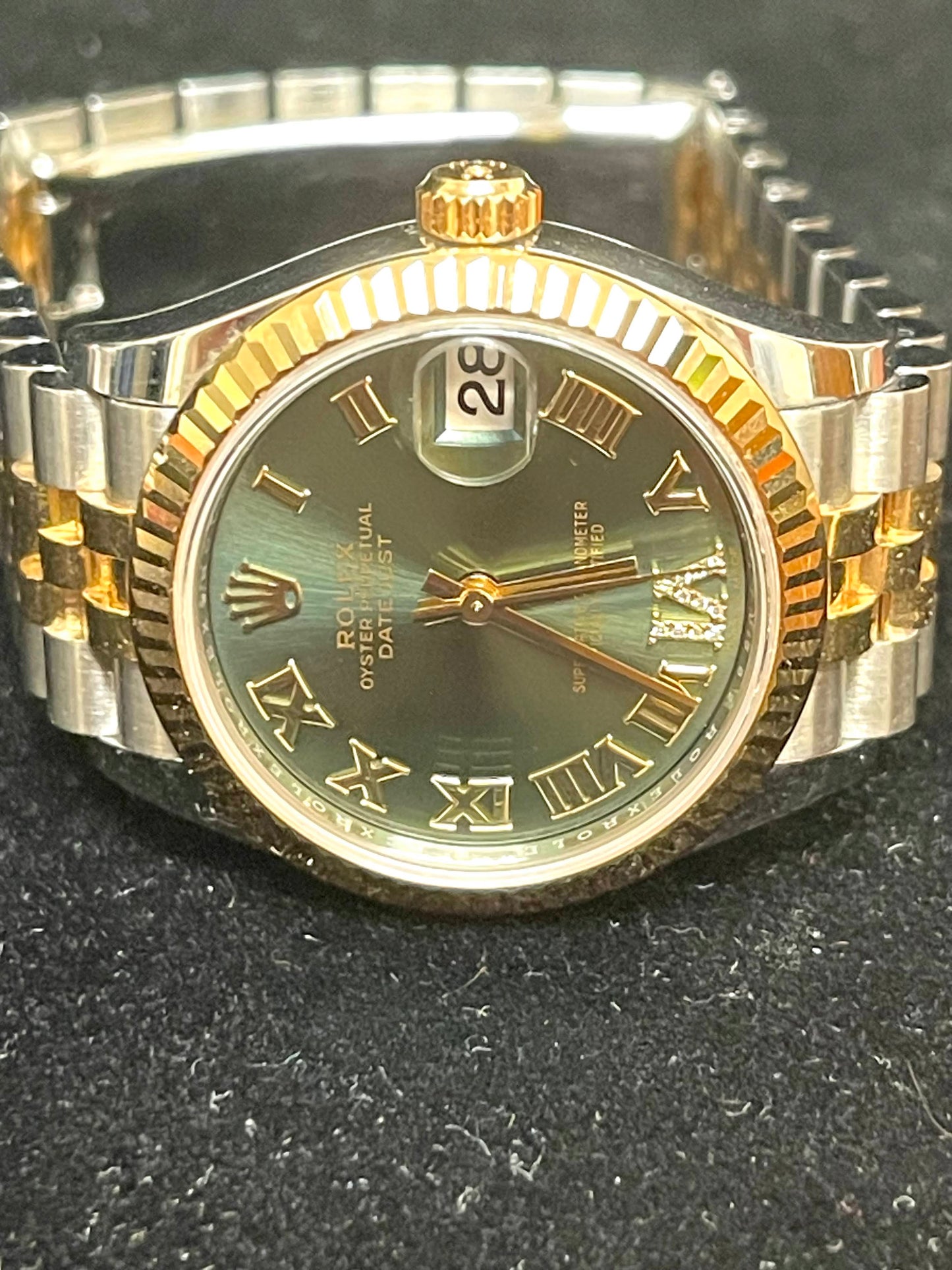 2021 Rolex Datejust 278273 Green Roman Diamond Dial TT Jubilee With Papers 31mm
